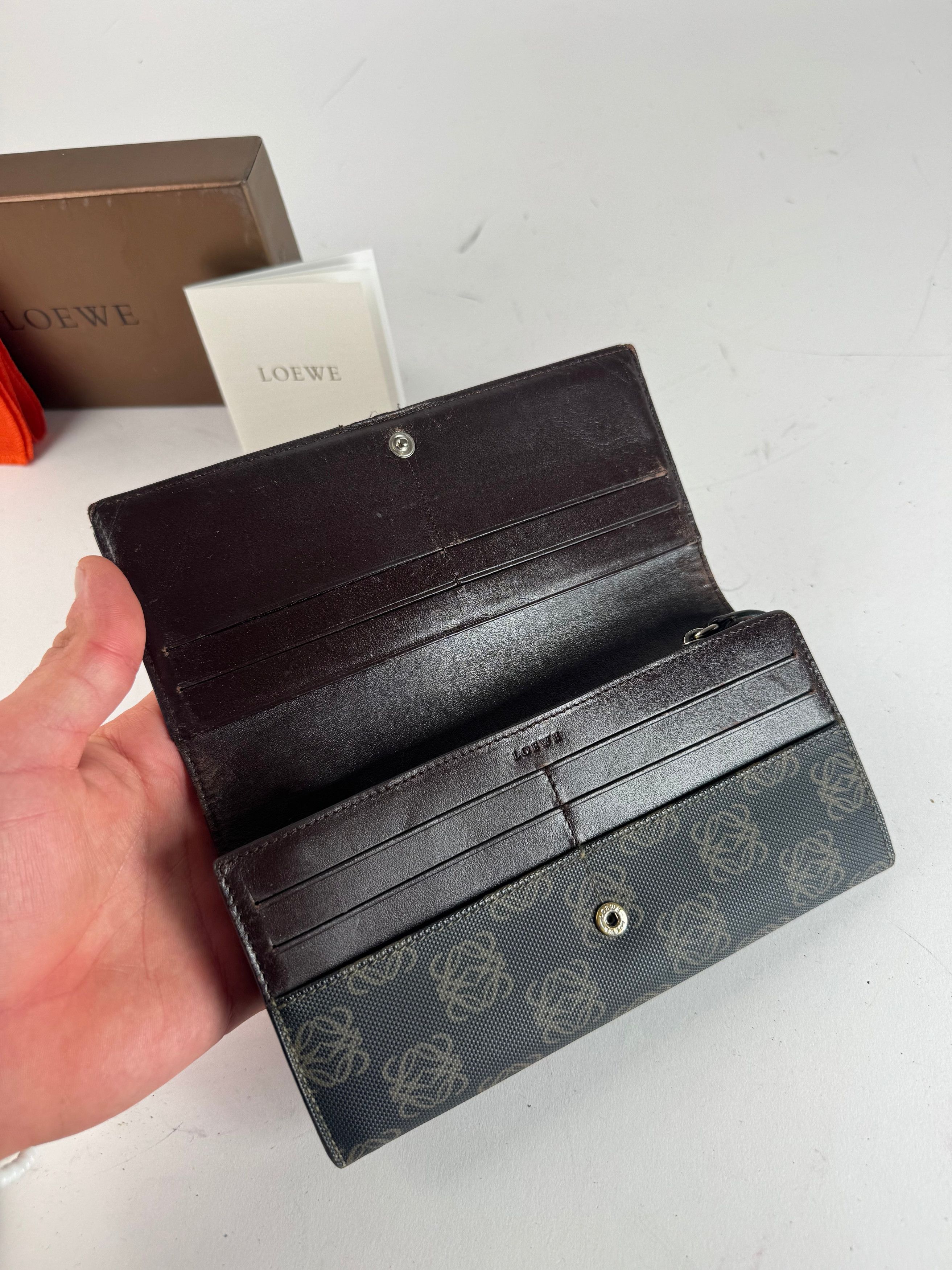 Loewe Vintage Anagram Leather Wallet Navy Brown Size ONE SIZE - 8 Thumbnail