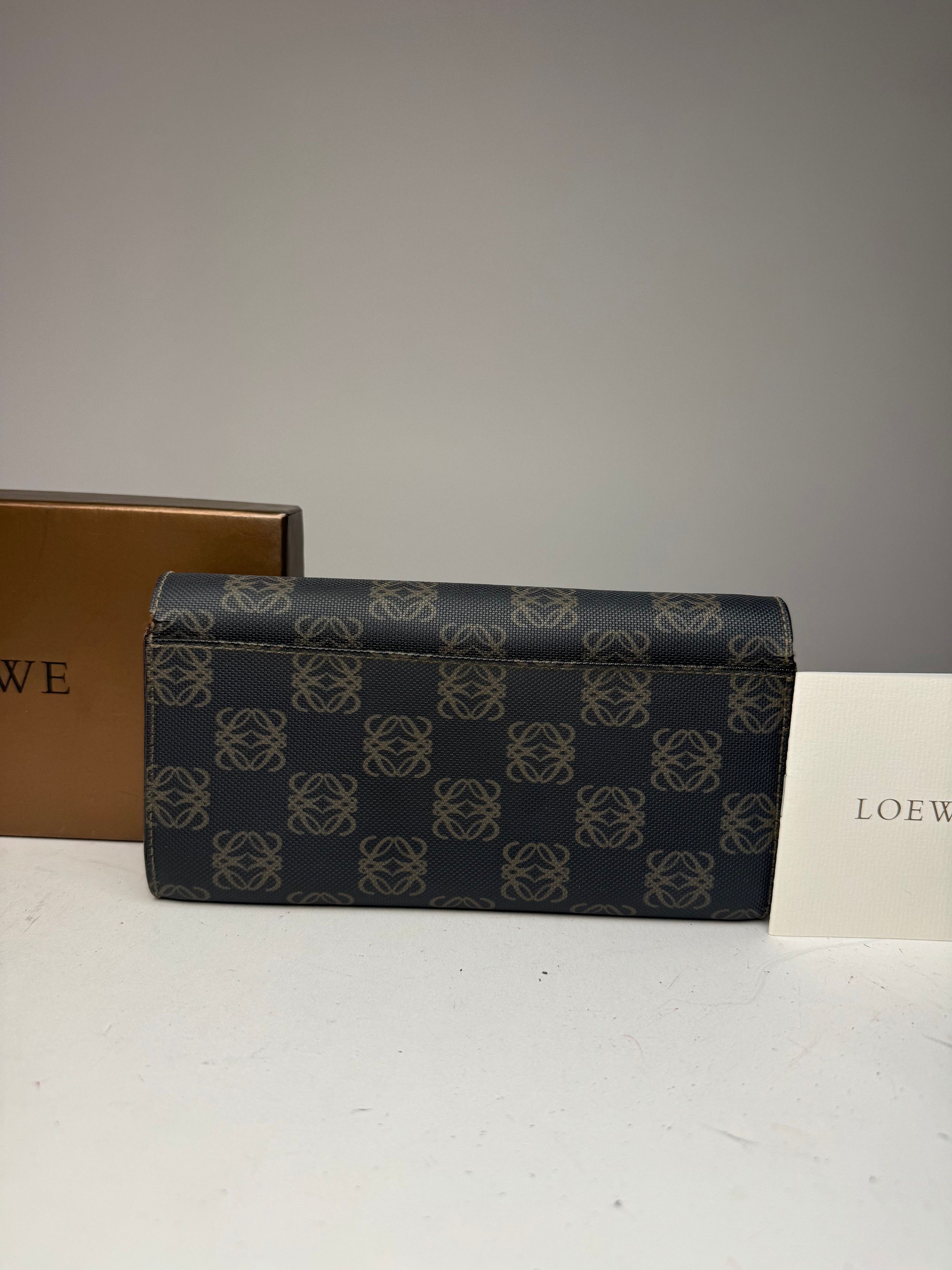 Loewe Vintage Anagram Leather Wallet Navy Brown Size ONE SIZE - 6 Thumbnail