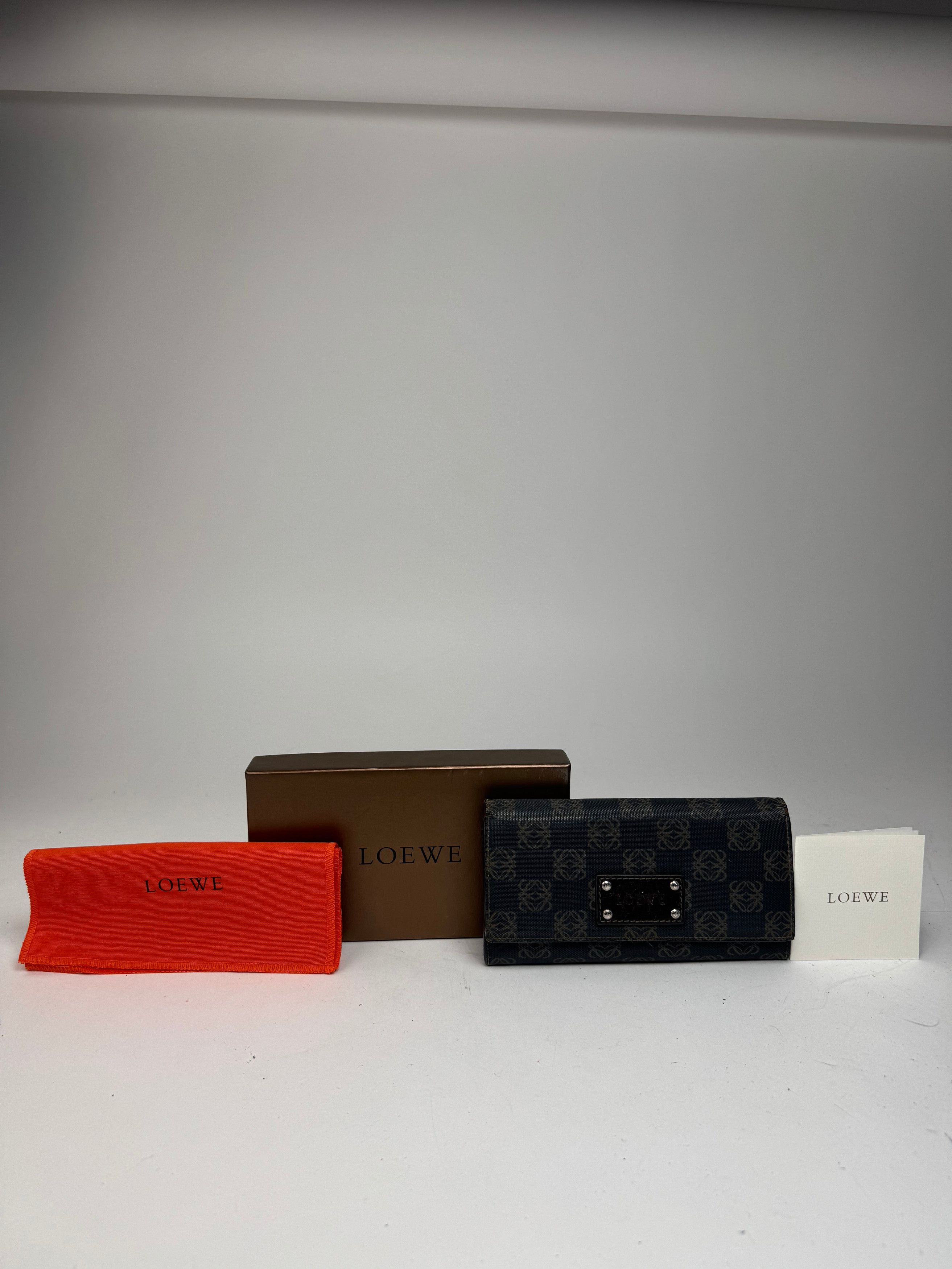 Loewe Vintage Anagram Leather Wallet Navy Brown Size ONE SIZE - 14 Thumbnail