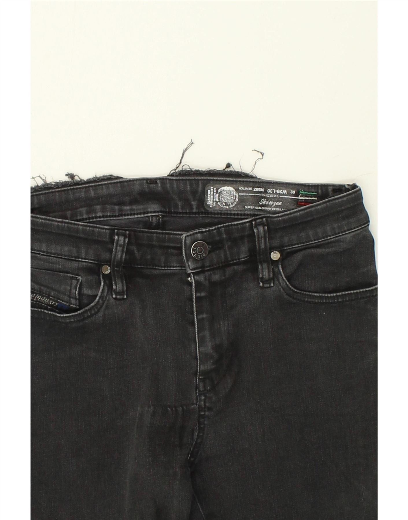 Diesel Womens Skinzee Regular Super Slim Skinny Jeans W29 L30 Black Size 42" / US 20 - 4 Thumbnail