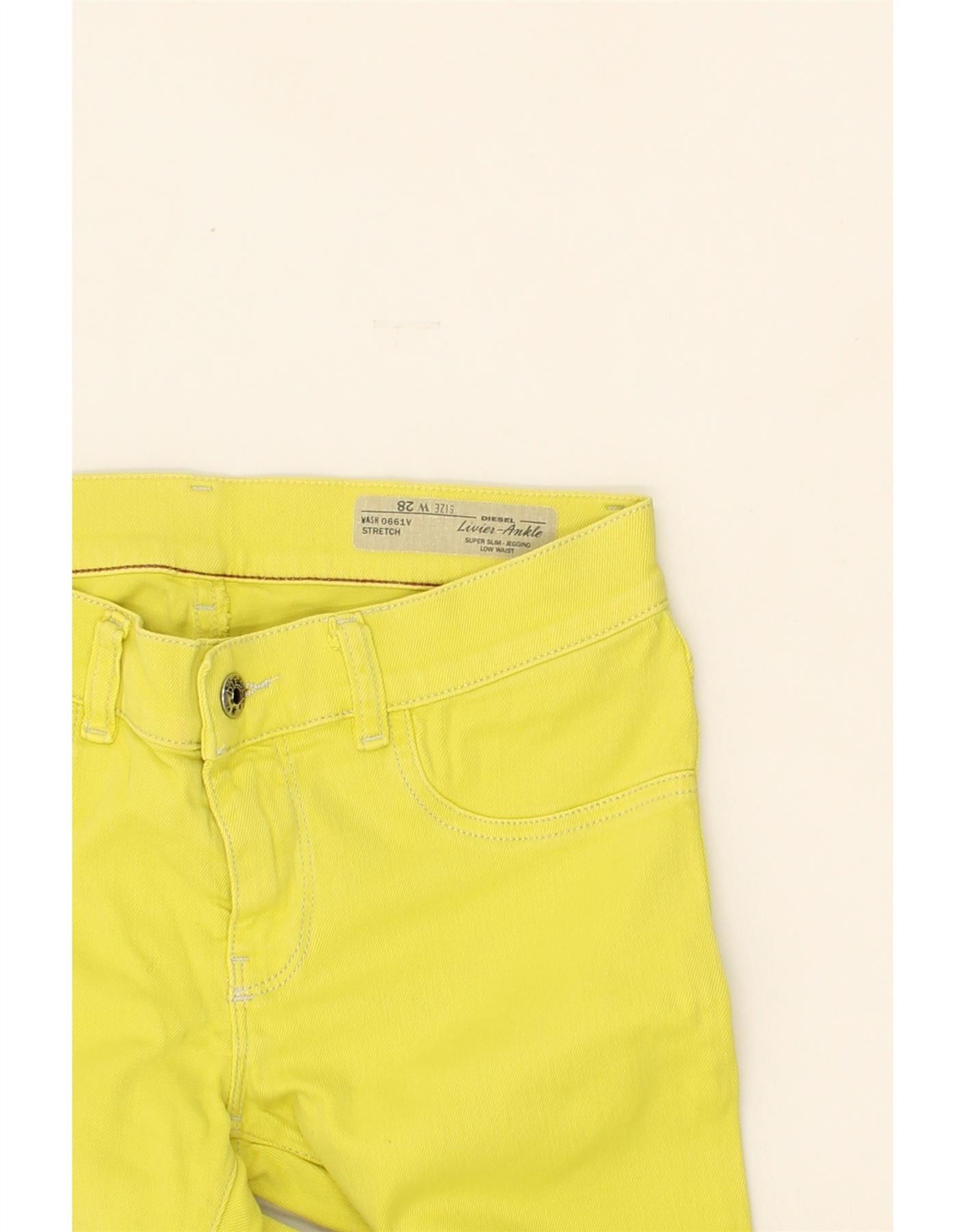 Diesel Womens Low Waist Super Slim Jegging Jeans W28 L28 Yellow Cot Size 42" / US 20 - 3 Thumbnail
