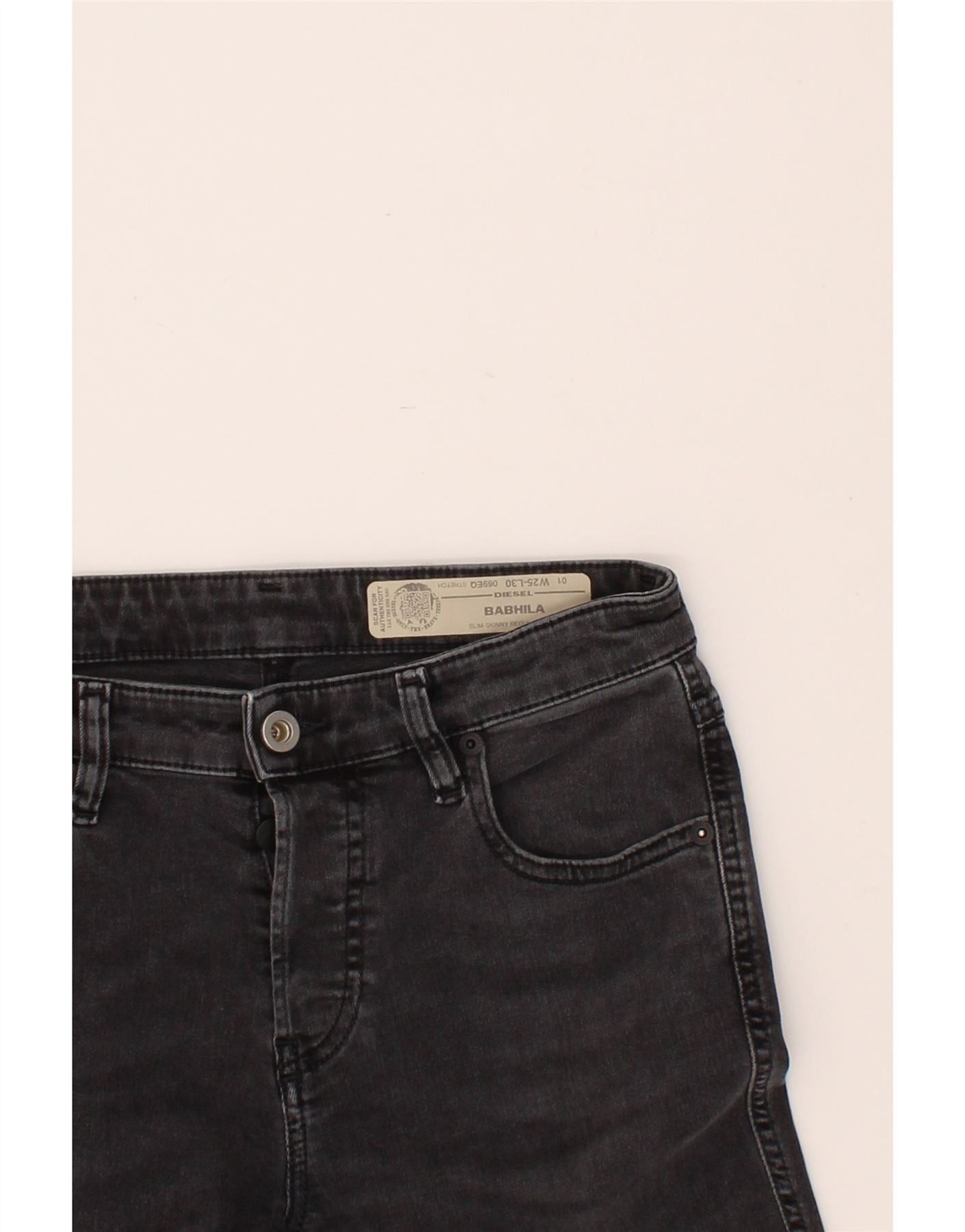 Diesel Womens Babhila Slim Skinny Jeans W25 L25 Grey Cotton Size 42" / US 20 - 3 Thumbnail