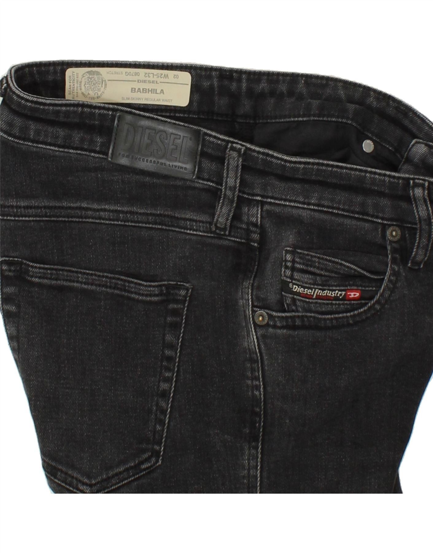 Diesel Womens Babhila Regular Waist Slim Skinny Jeans W25 L27 Black Size 42" / US 20 - 3 Thumbnail