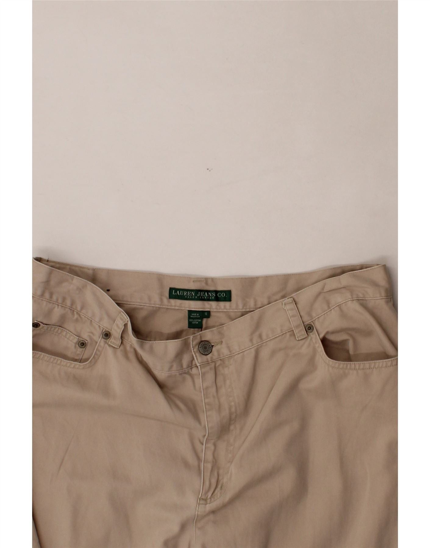 Ralph Lauren Womens High Waist Casual Trousers US 16 2XL W34 L29 Beige Size 34" / US 12 / IT 48 - 3 Thumbnail