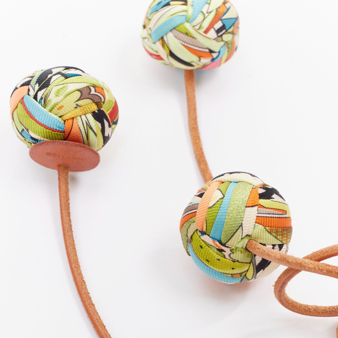 Hermes rare HERMES Silk Et Cuir Pompons Bag Charm silk pompom leather cord handbag charm Size ONE SIZE - 4 Thumbnail