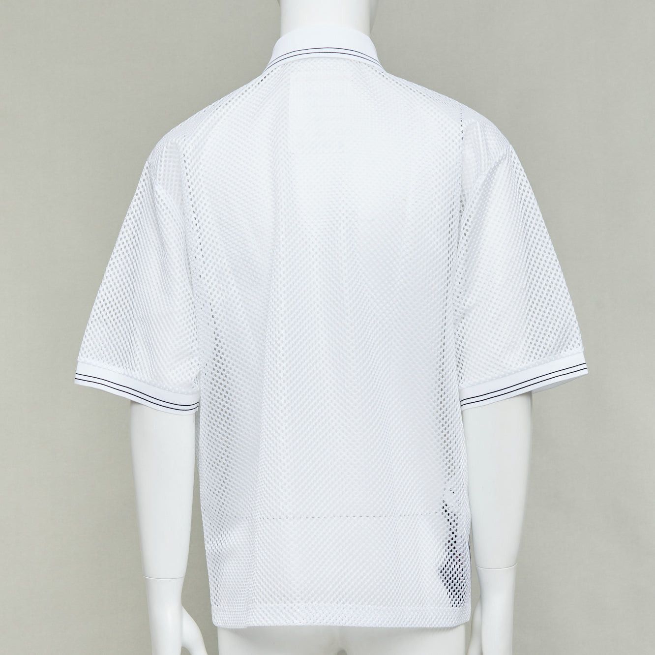 Prada PRADA 2020 white sport mesh red logo half zip boxy polo shirt L Size L / US 10 / IT 46 - 5 Thumbnail