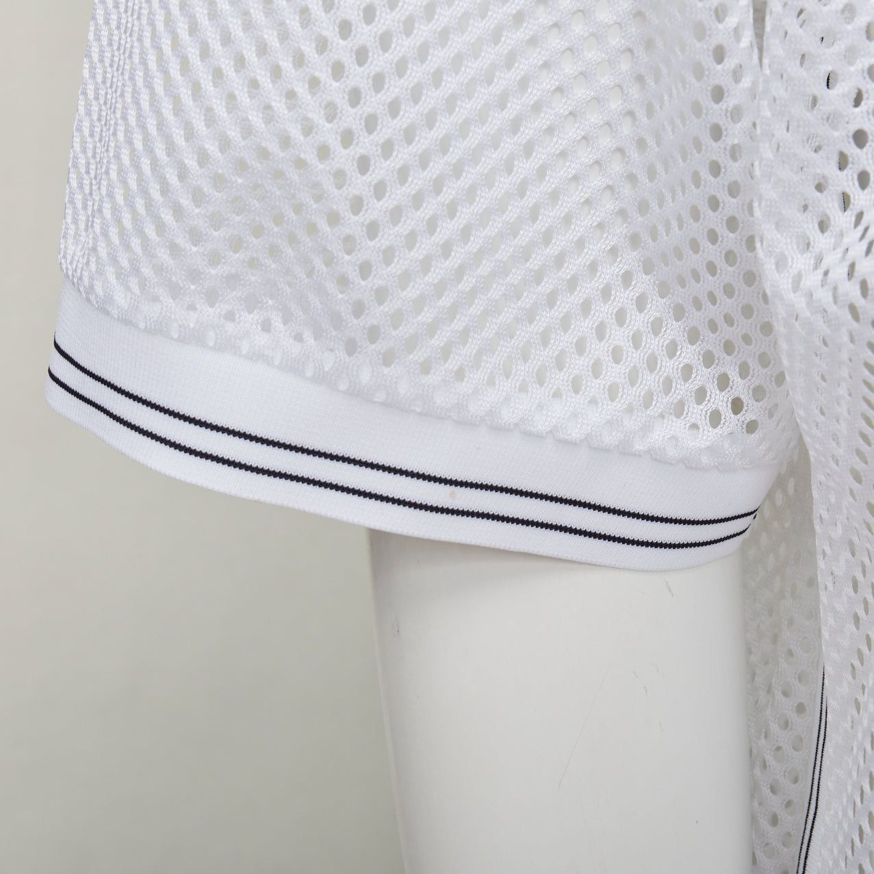 Prada PRADA 2020 white sport mesh red logo half zip boxy polo shirt L Size L / US 10 / IT 46 - 7 Thumbnail