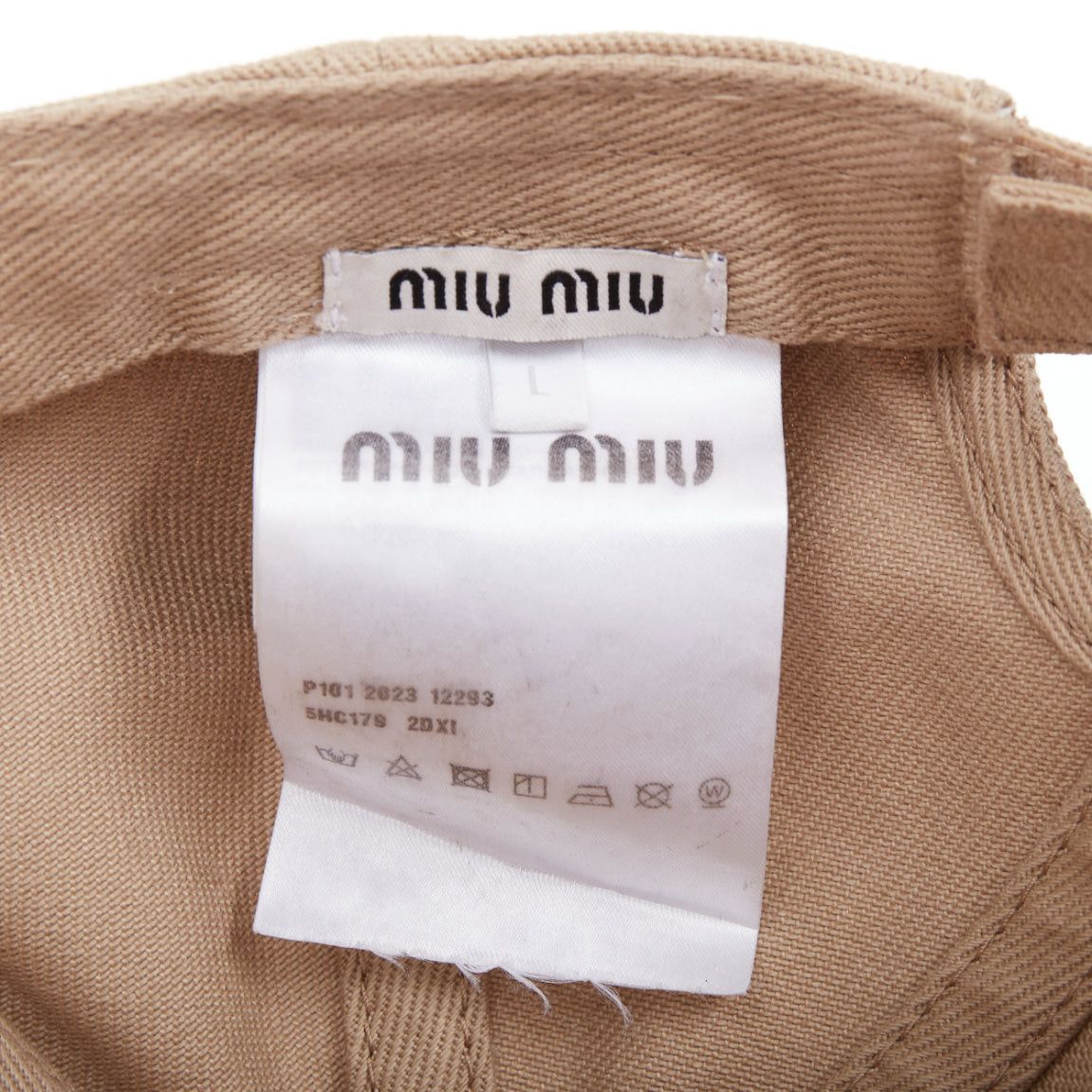 Miu Miu MIU MIU 2023 Drill khaki white cotton twill white logo baseball cap L Size ONE SIZE - 8 Thumbnail