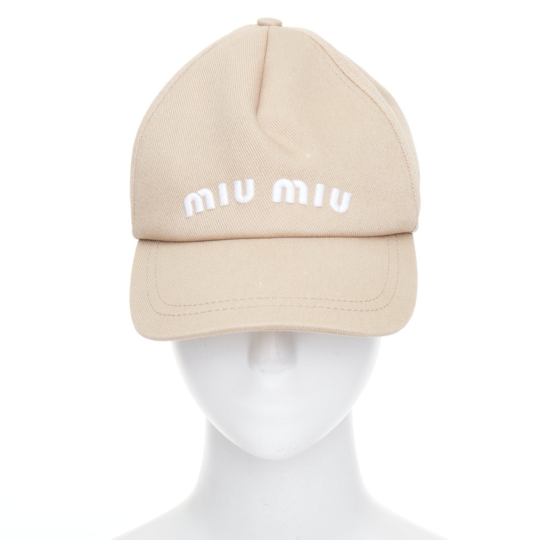 Miu Miu MIU MIU 2023 Drill khaki white cotton twill white logo baseball cap L Size ONE SIZE - 3 Thumbnail