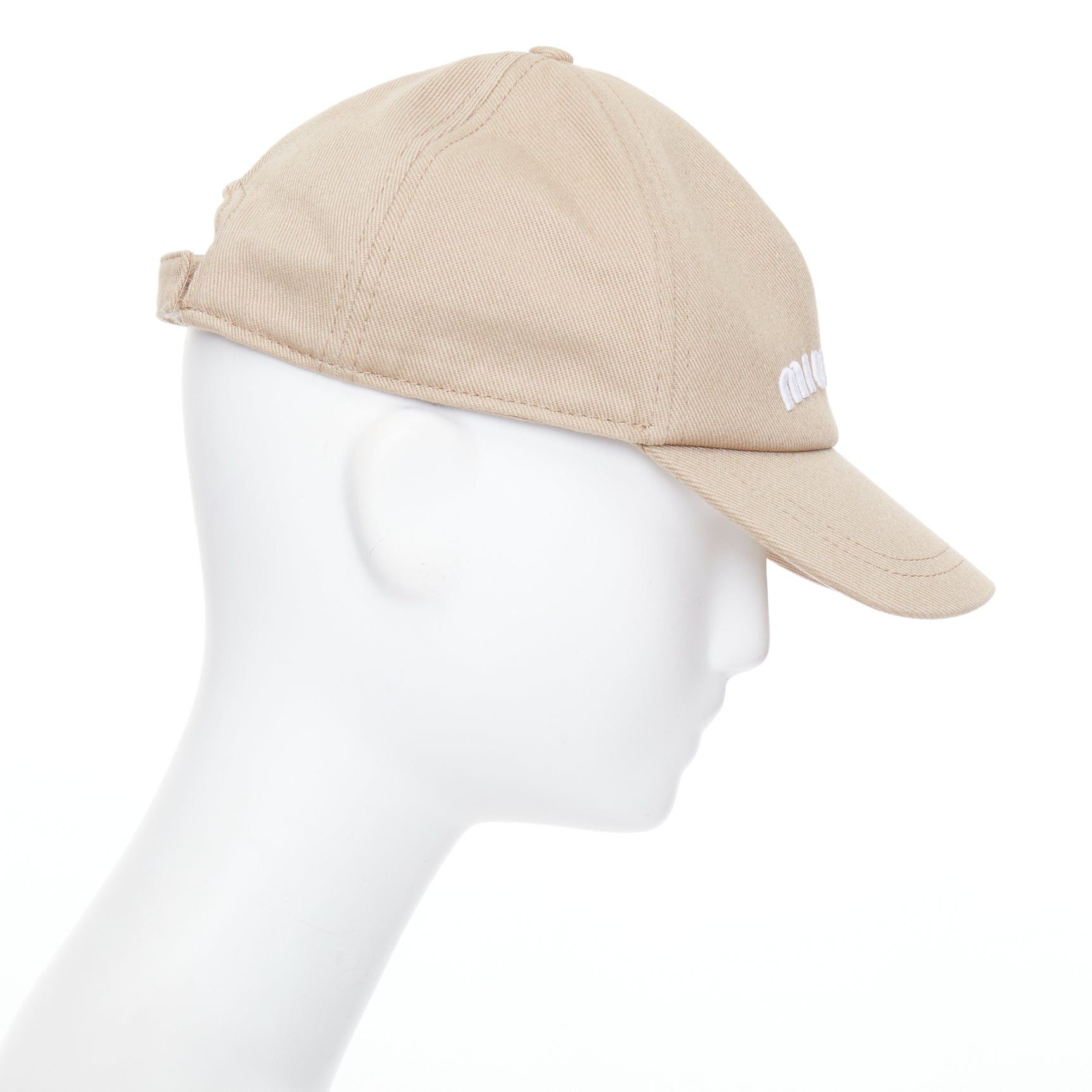 Miu Miu MIU MIU 2023 Drill khaki white cotton twill white logo baseball cap L Size ONE SIZE - 4 Thumbnail
