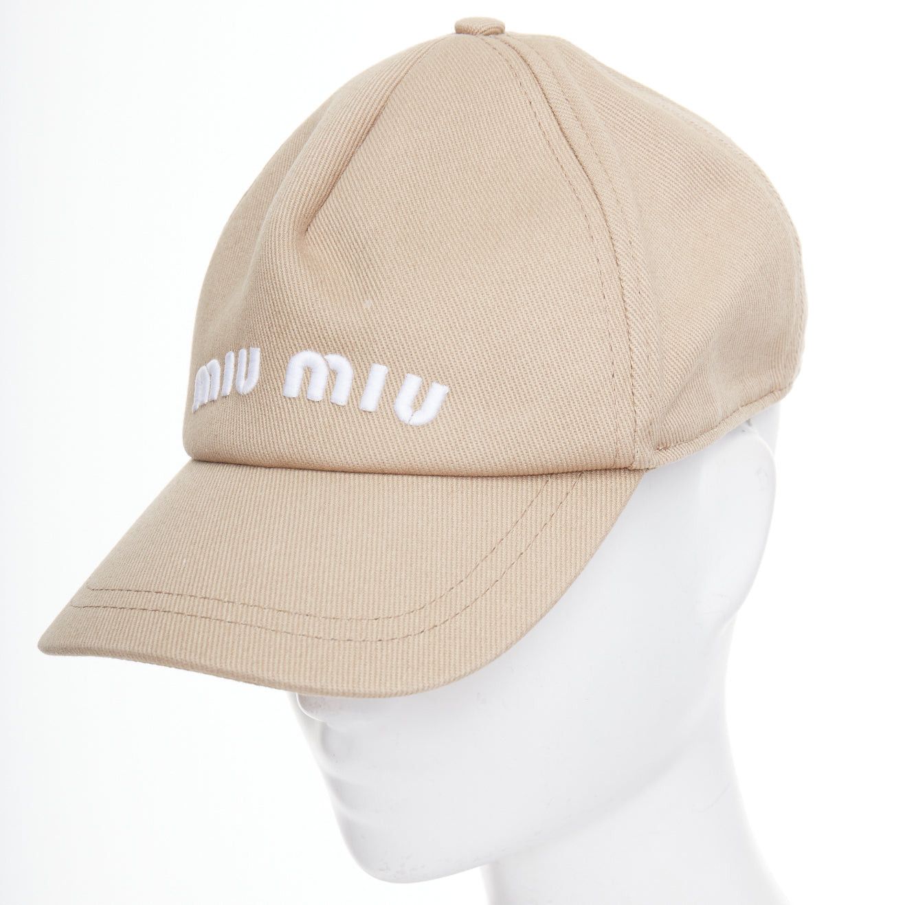 Miu Miu MIU MIU 2023 Drill khaki white cotton twill white logo baseball cap L Size ONE SIZE - 7 Thumbnail