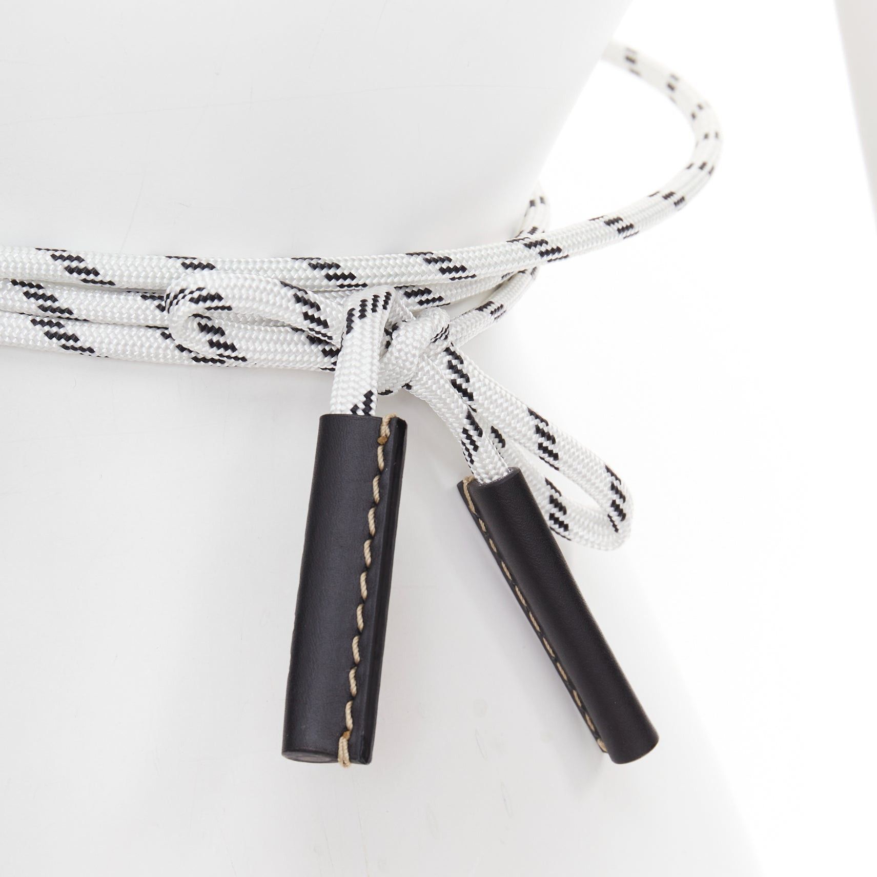 Marni MARNI white black leather trim half wired rope tie wrap belt Size ONE SIZE - 2 Thumbnail