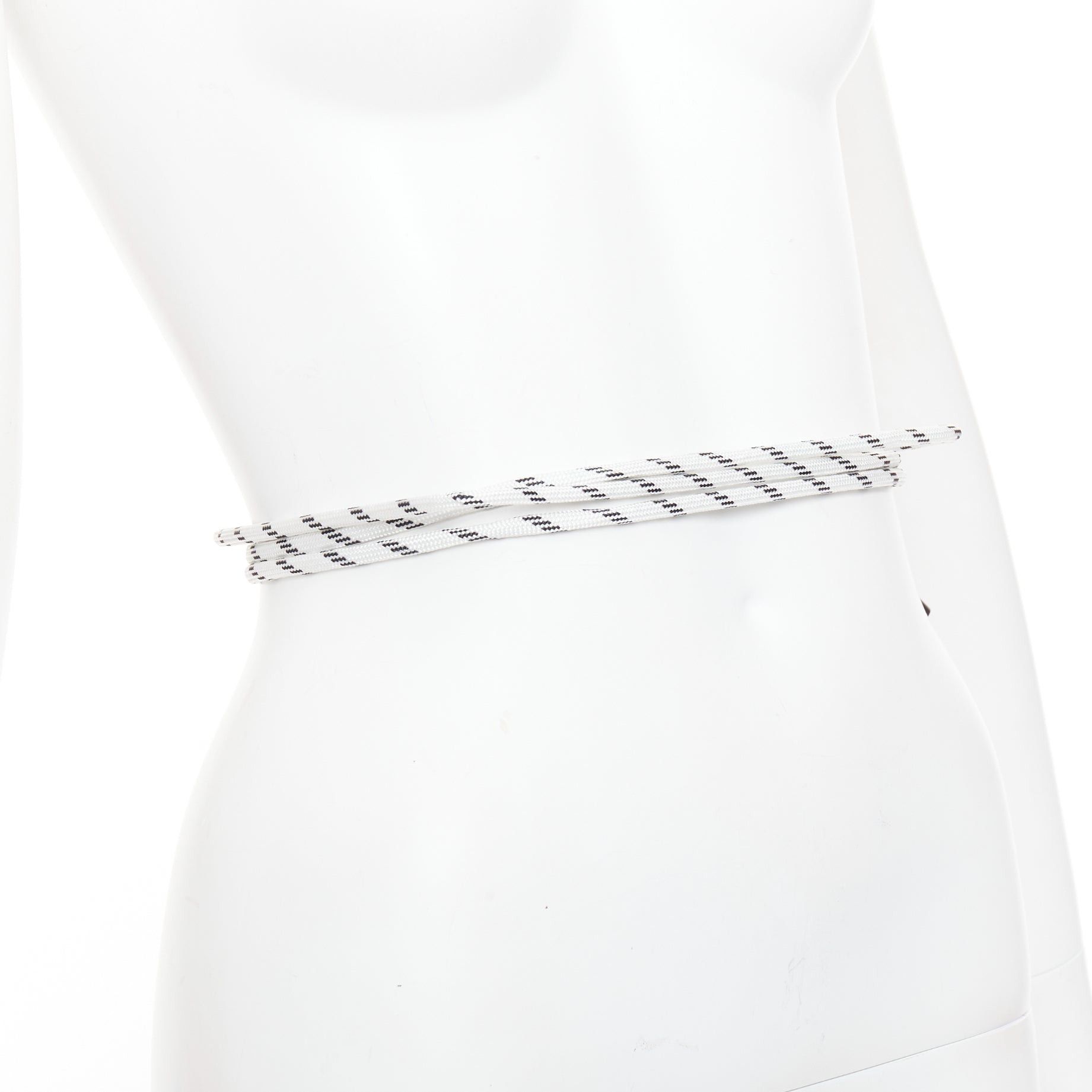 Marni MARNI white black leather trim half wired rope tie wrap belt Size ONE SIZE - 3 Thumbnail