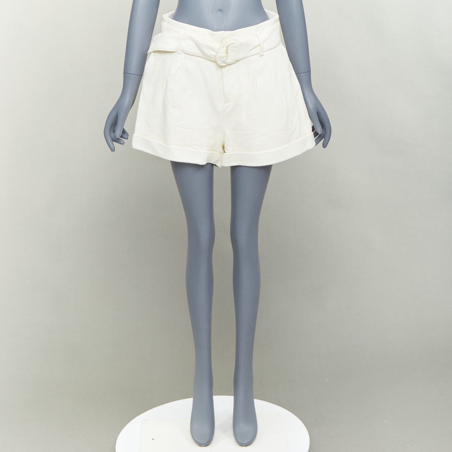 Frame FRAME butter cream lamb leather high waisted belted paperbag shorts 27" Size 27" / US 4 / IT 40 - 10 Thumbnail