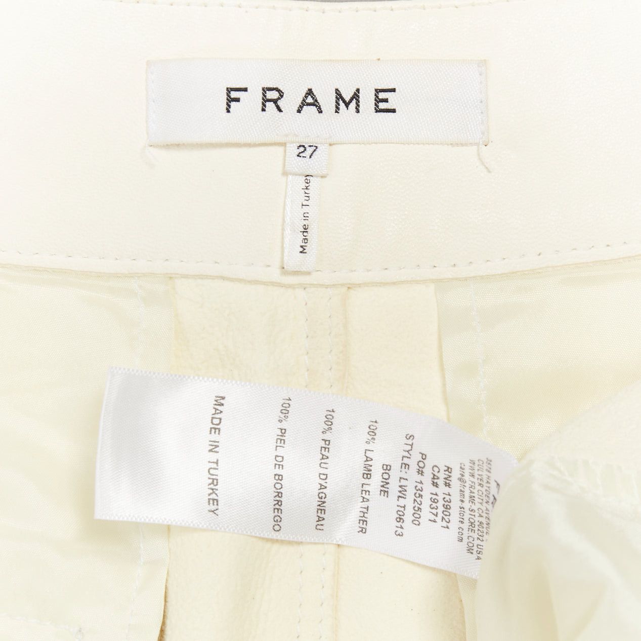 Frame FRAME butter cream lamb leather high waisted belted paperbag shorts 27" Size 27" / US 4 / IT 40 - 9 Thumbnail
