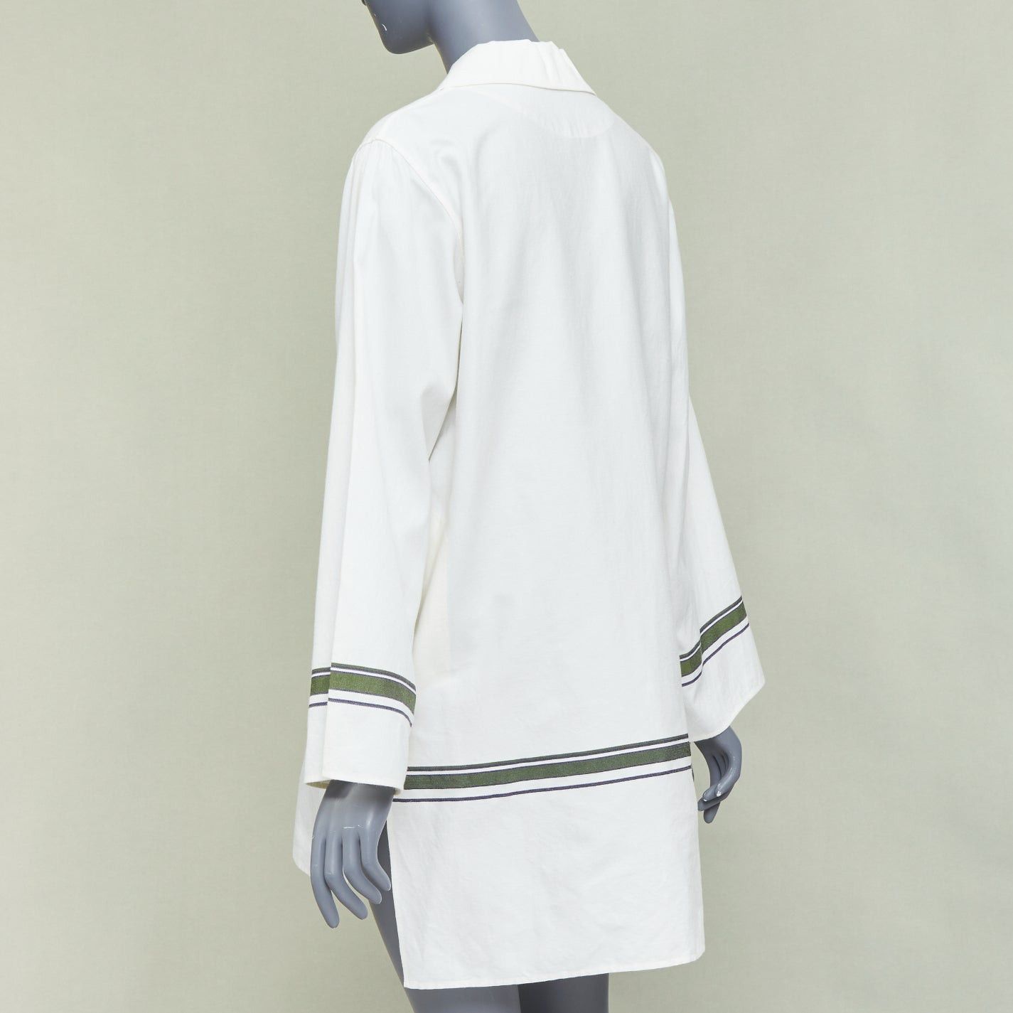 Other BACCA cream green cotton silk blend striped asymmetric oversized overshirt IT36 S Size XS / US 0-2 / IT 36-38 - 6 Thumbnail