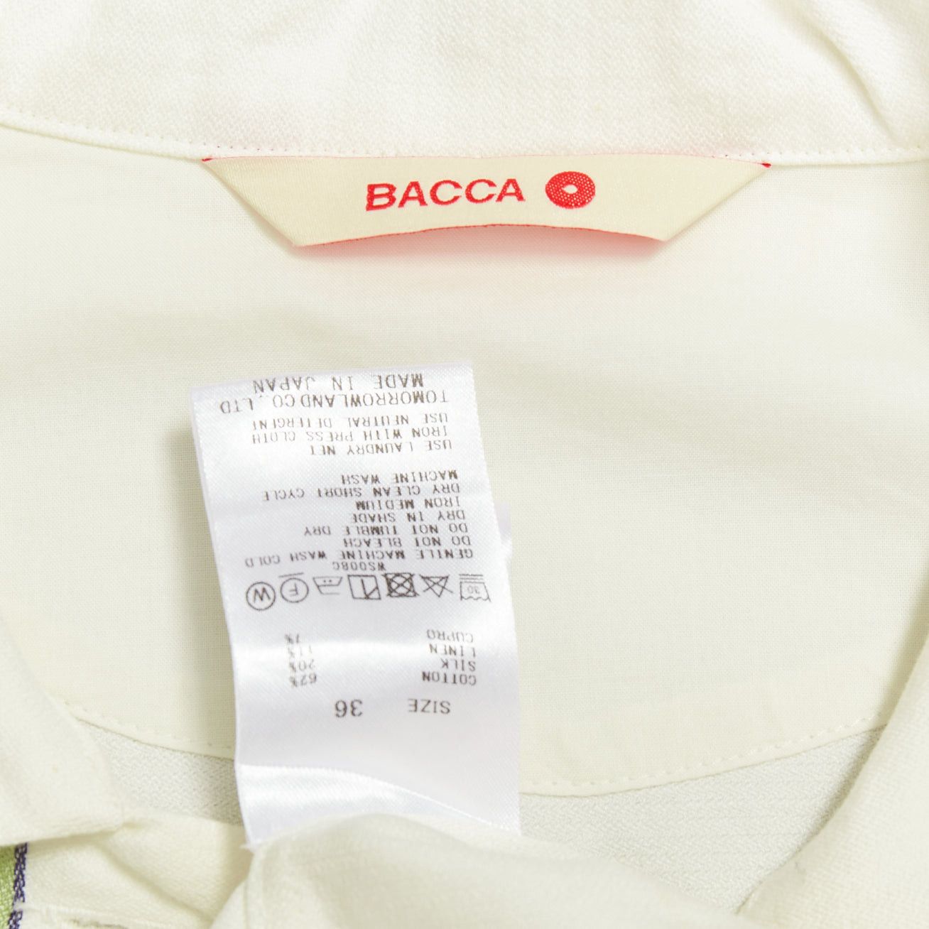 Other BACCA cream green cotton silk blend striped asymmetric oversized overshirt IT36 S Size XS / US 0-2 / IT 36-38 - 8 Thumbnail