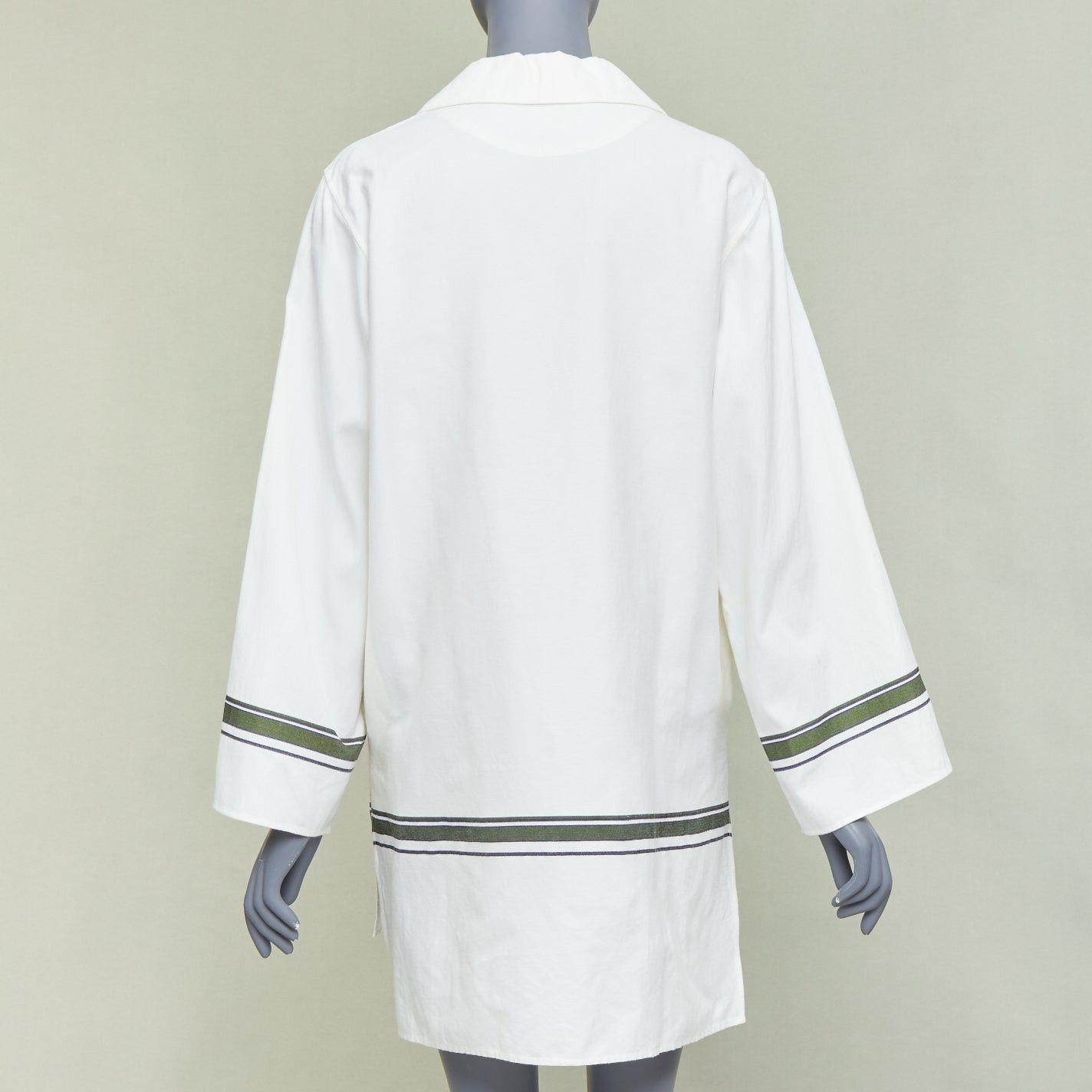 Other BACCA cream green cotton silk blend striped asymmetric oversized overshirt IT36 S Size XS / US 0-2 / IT 36-38 - 5 Thumbnail