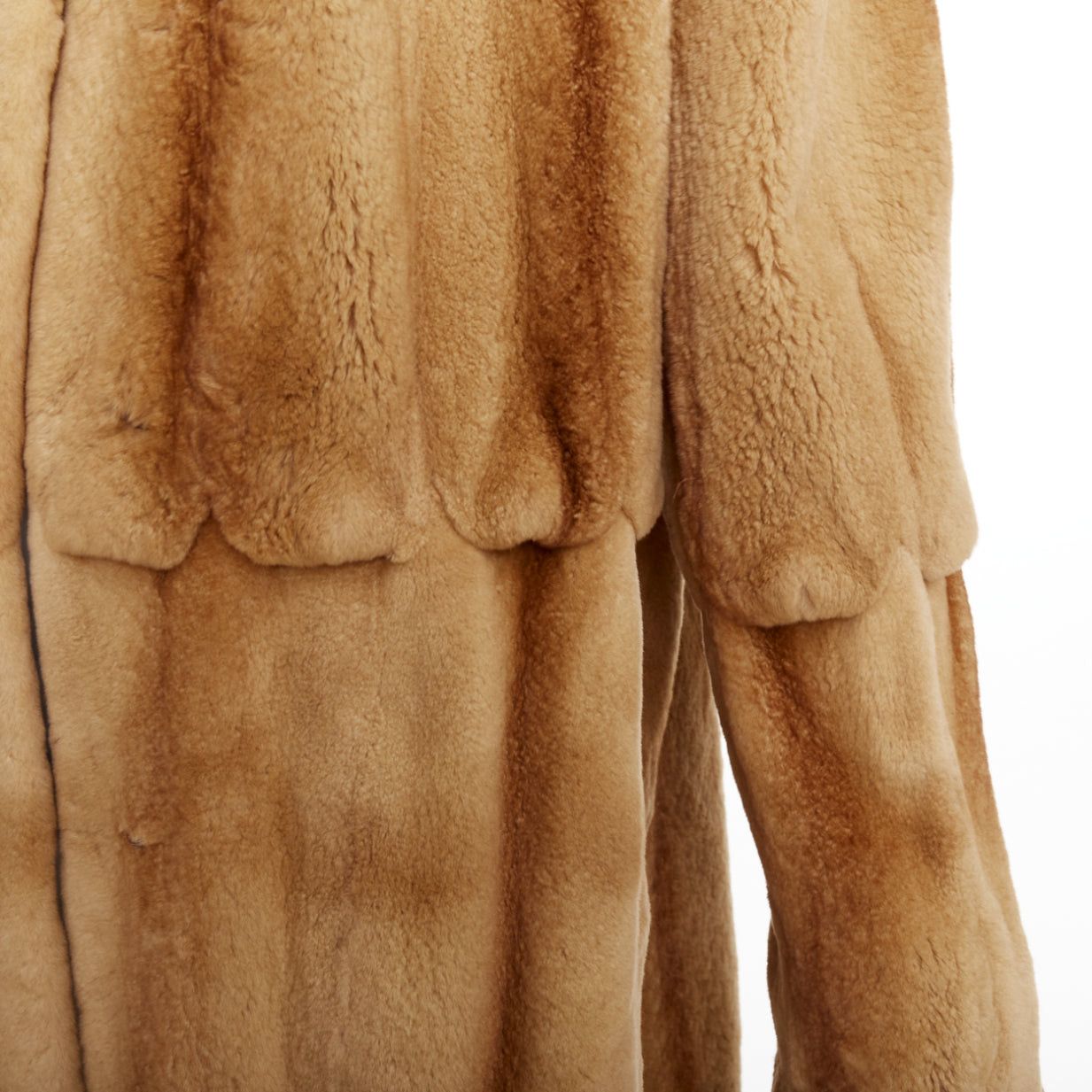 Other NO BRAND tan brown fur rounded shawl collar statement button long coat Size XL / US 12-14 / IT 48-50 - 8 Thumbnail