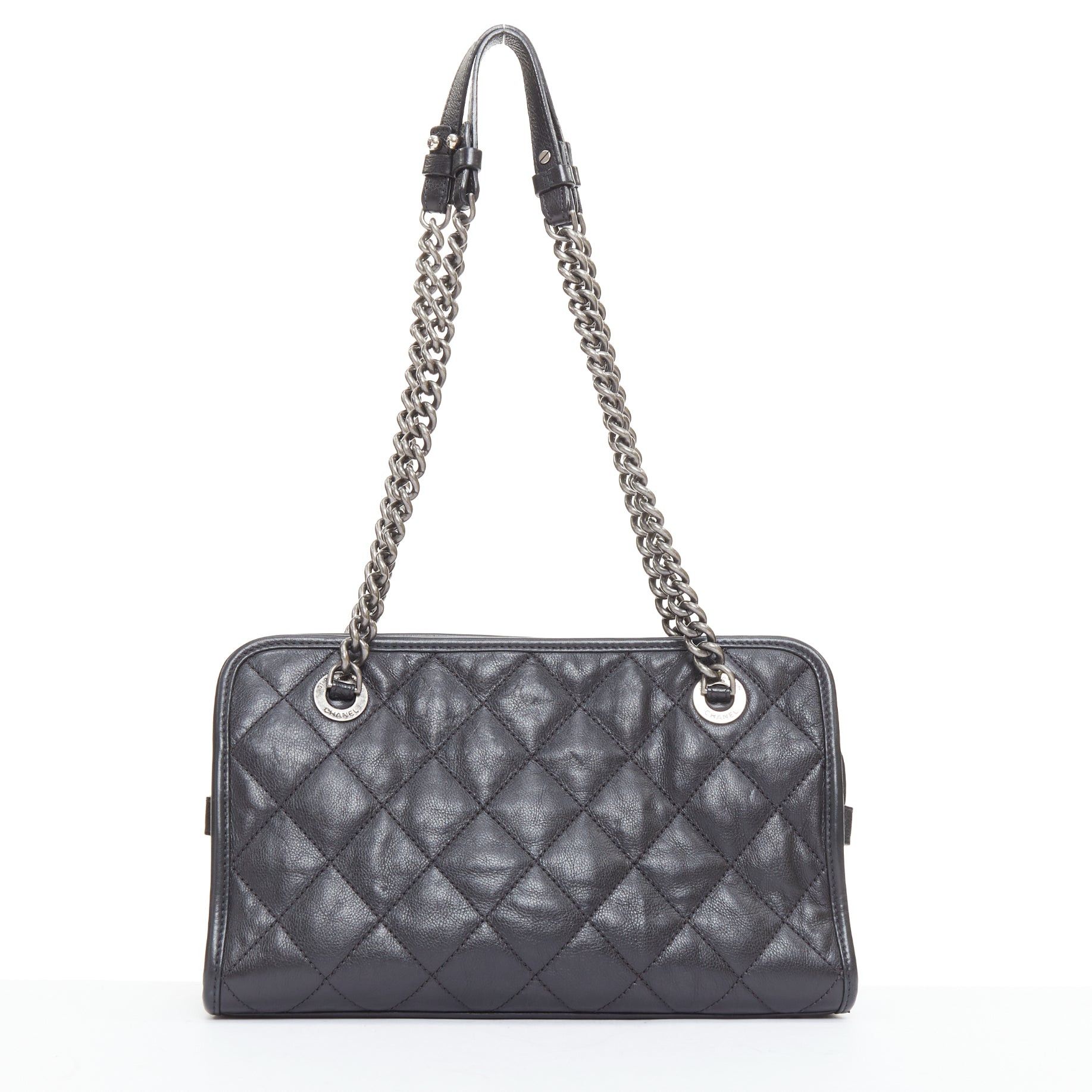 Chanel CHANEL Small Casual Riviera Zip black quilted leather ruthenium CC chain shoulder bag Size ONE SIZE - 5 Thumbnail