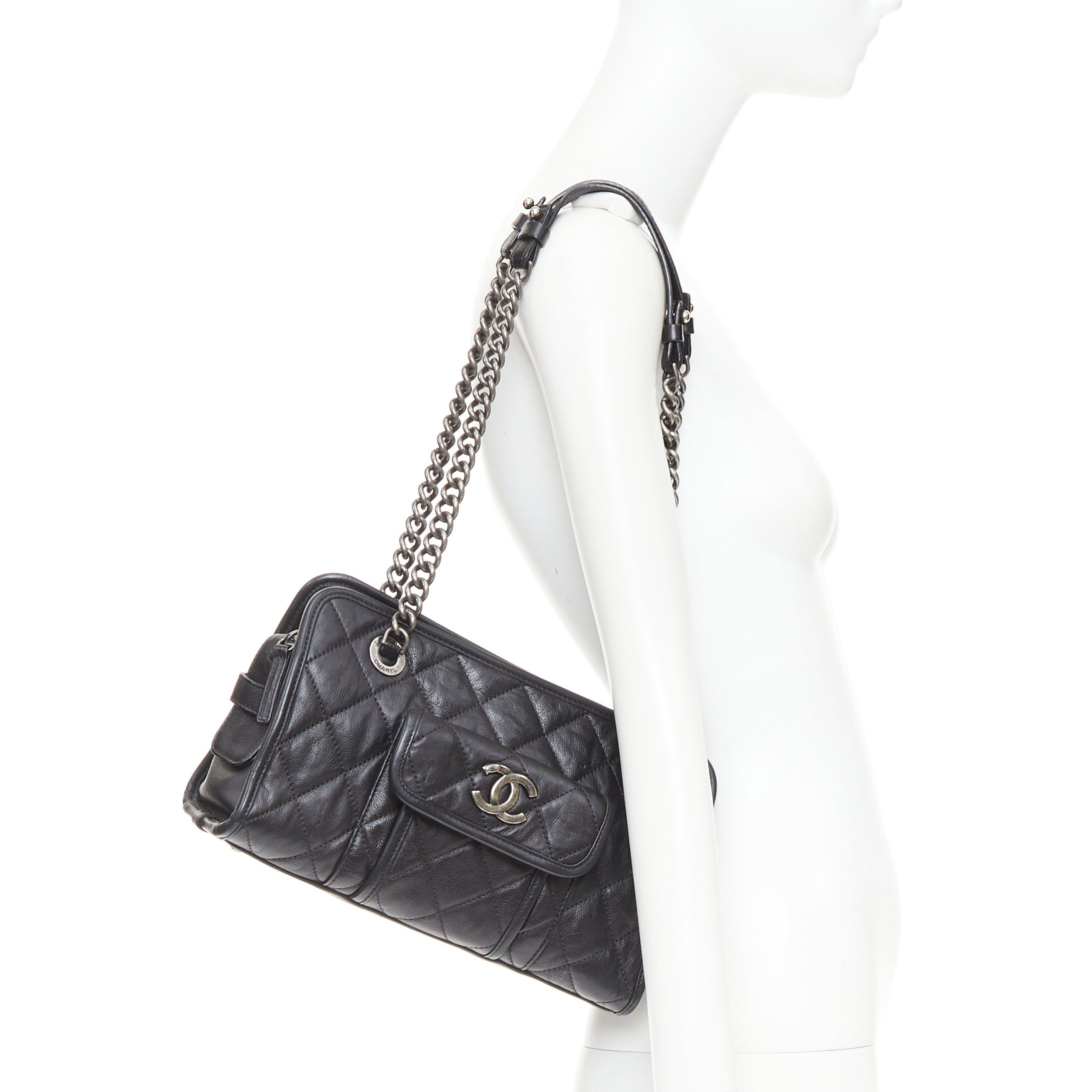 Chanel CHANEL Small Casual Riviera Zip black quilted leather ruthenium CC chain shoulder bag Size ONE SIZE - 2 Thumbnail