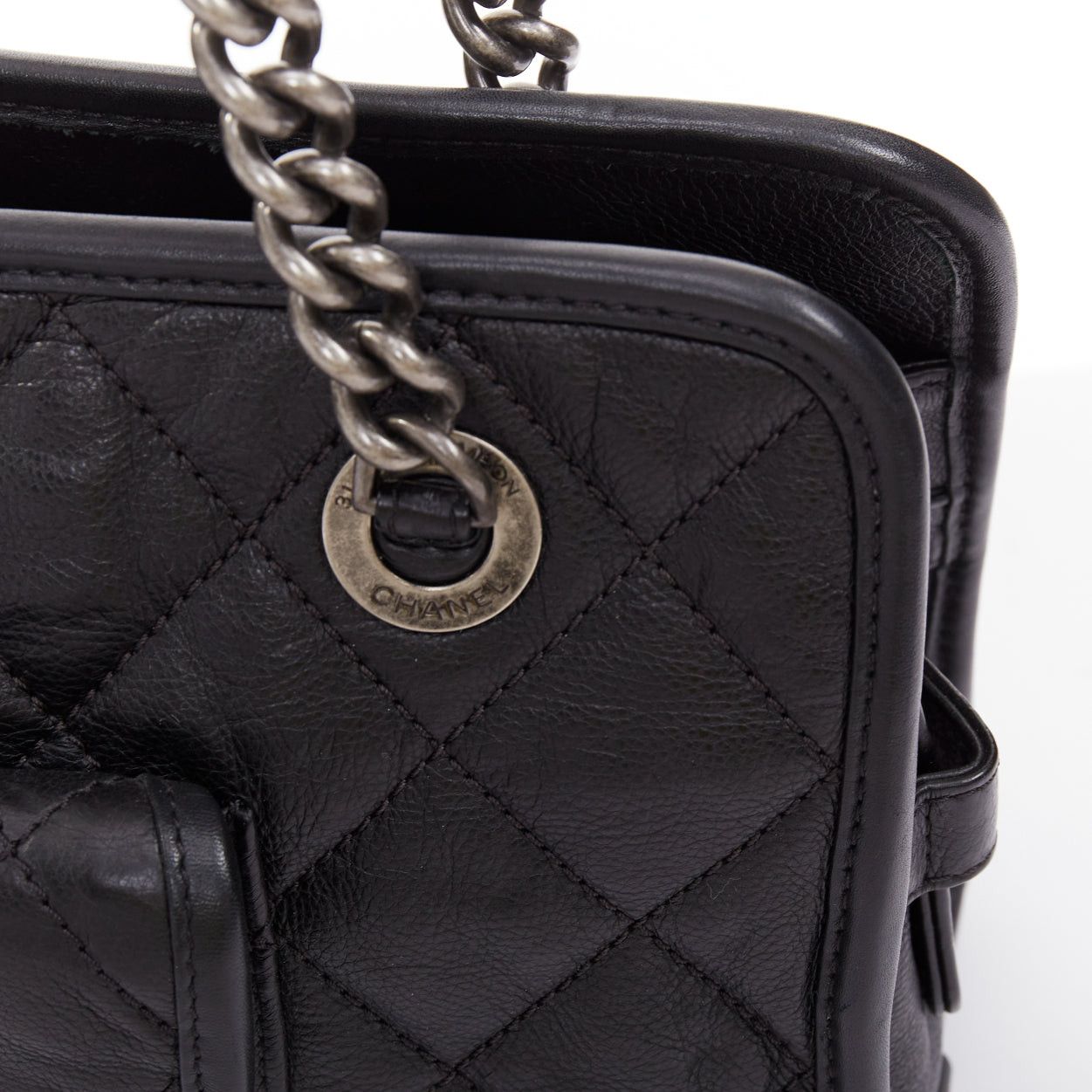 Chanel CHANEL Small Casual Riviera Zip black quilted leather ruthenium CC chain shoulder bag Size ONE SIZE - 8 Thumbnail