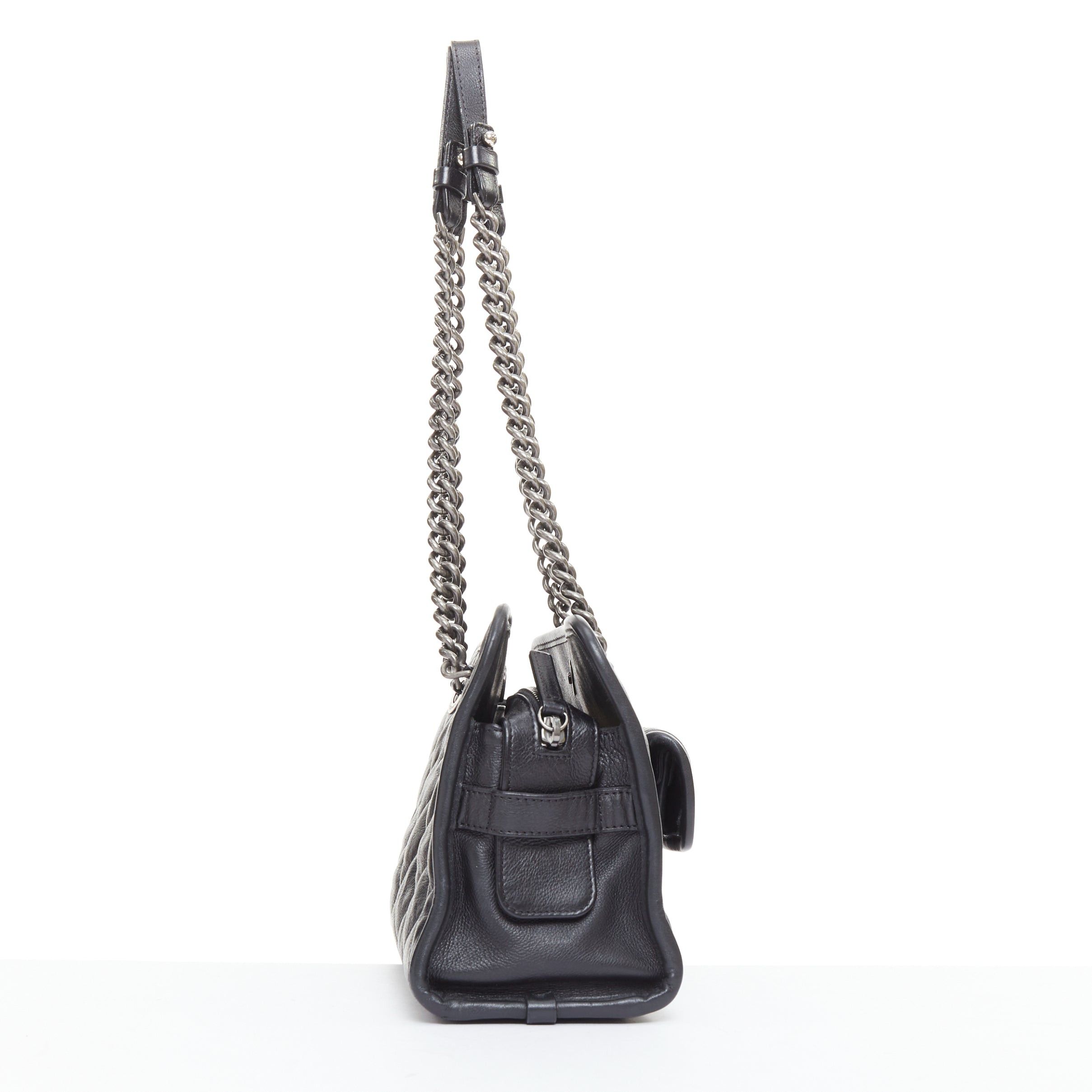 Chanel CHANEL Small Casual Riviera Zip black quilted leather ruthenium CC chain shoulder bag Size ONE SIZE - 4 Thumbnail