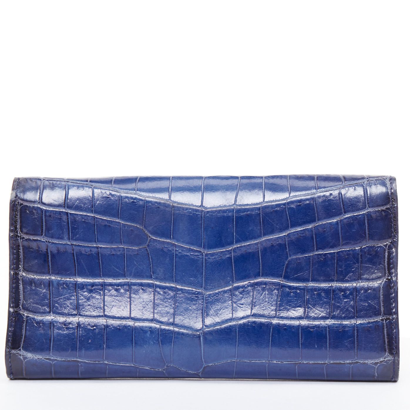 Bottega Veneta BOTTEGA VENETA blue black ombre genuine scaled leather long flap wallet Size ONE SIZE - 3 Thumbnail