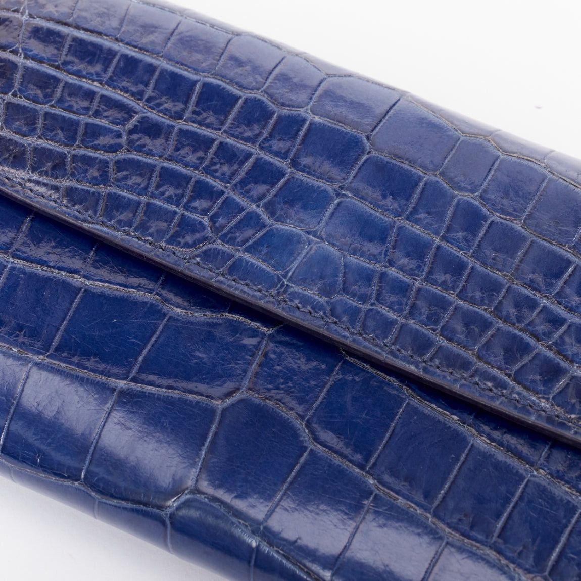 Bottega Veneta BOTTEGA VENETA blue black ombre genuine scaled leather long flap wallet Size ONE SIZE - 5 Thumbnail