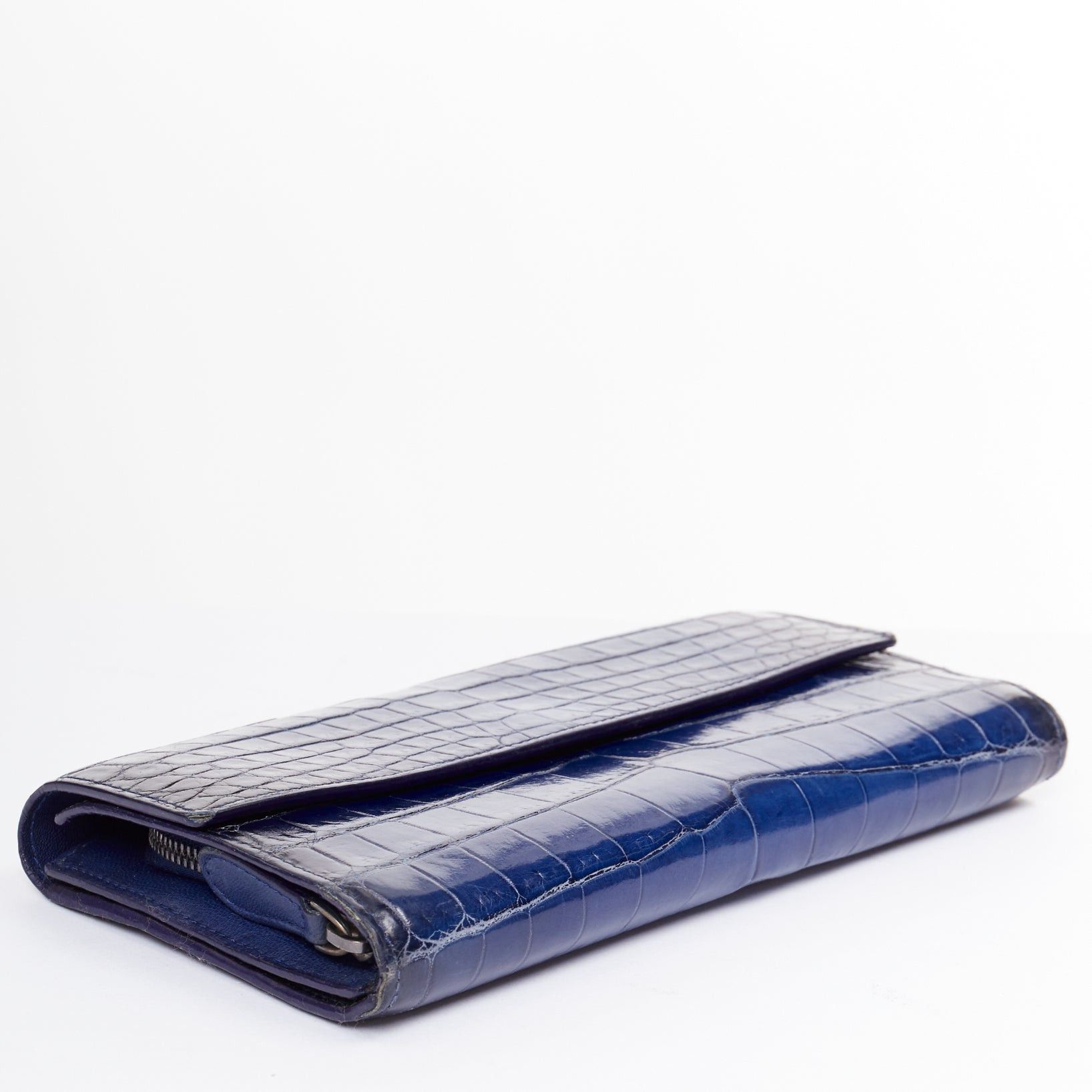 Bottega Veneta BOTTEGA VENETA blue black ombre genuine scaled leather long flap wallet Size ONE SIZE - 4 Thumbnail