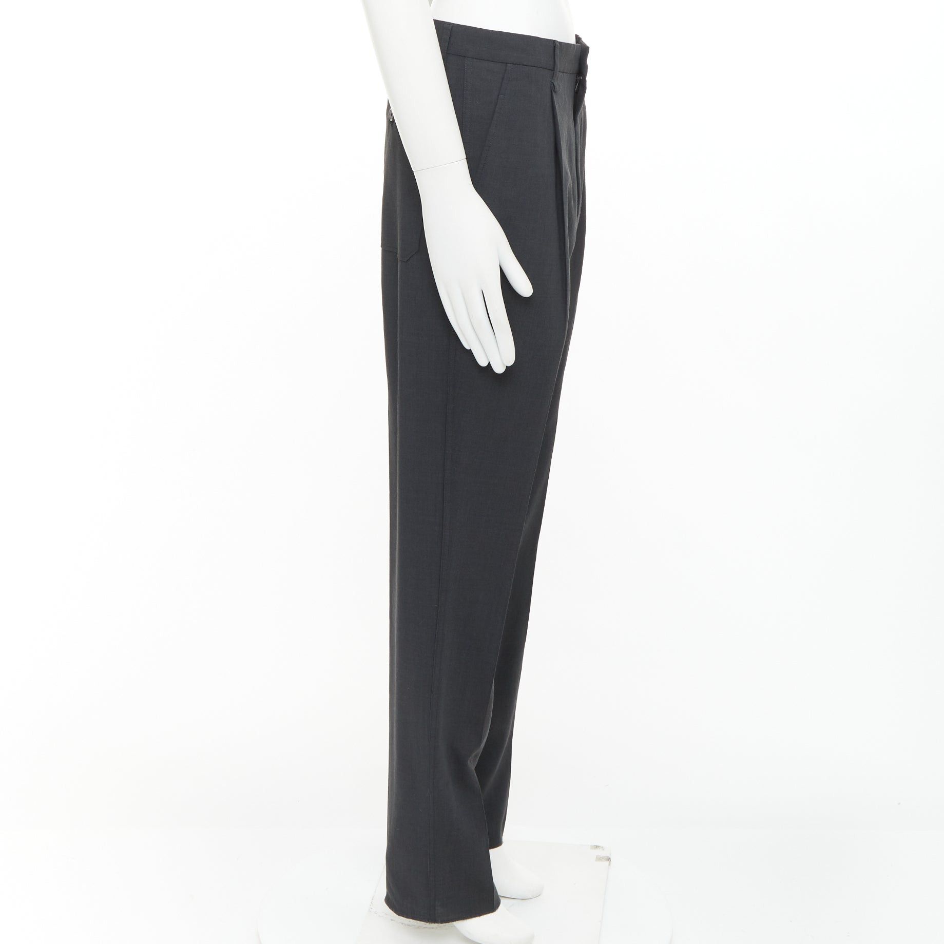 Lanvin LANVIN grey viscose virgin wool pleated front drop crotch trousers FR44 XS Size US 26 / EU 42 - 4 Thumbnail