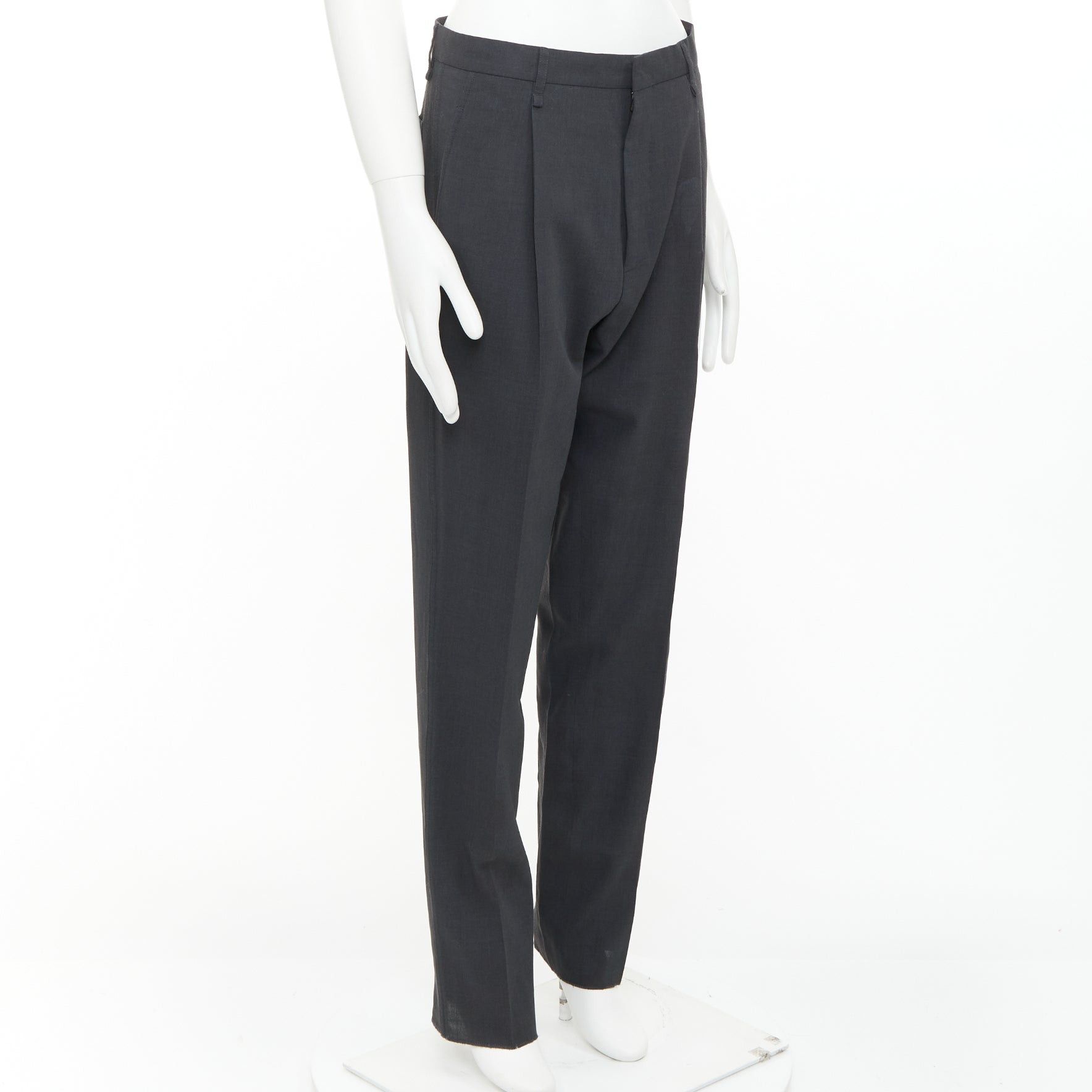 Lanvin LANVIN grey viscose virgin wool pleated front drop crotch trousers FR44 XS Size US 26 / EU 42 - 3 Thumbnail