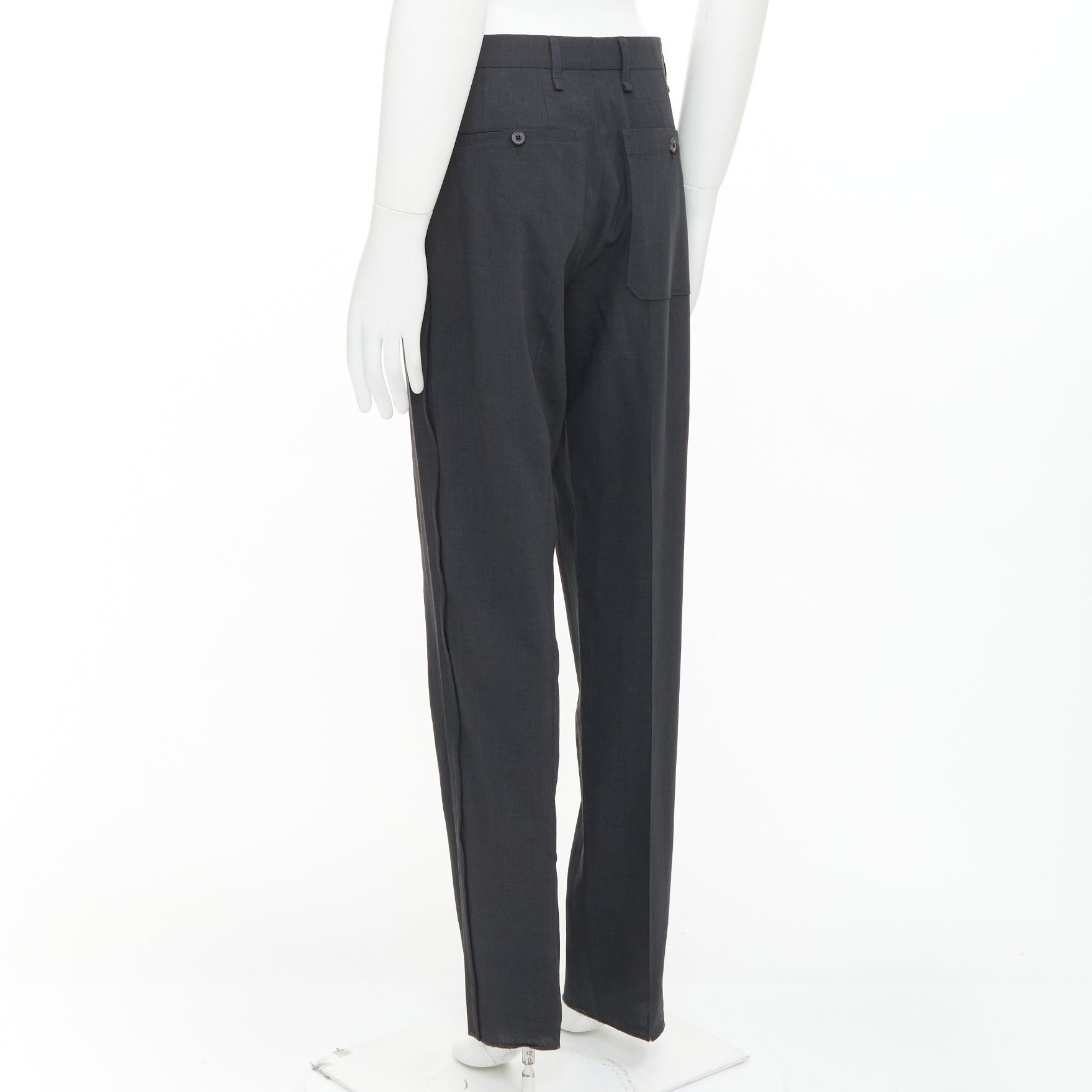 Lanvin LANVIN grey viscose virgin wool pleated front drop crotch trousers FR44 XS Size US 26 / EU 42 - 6 Thumbnail