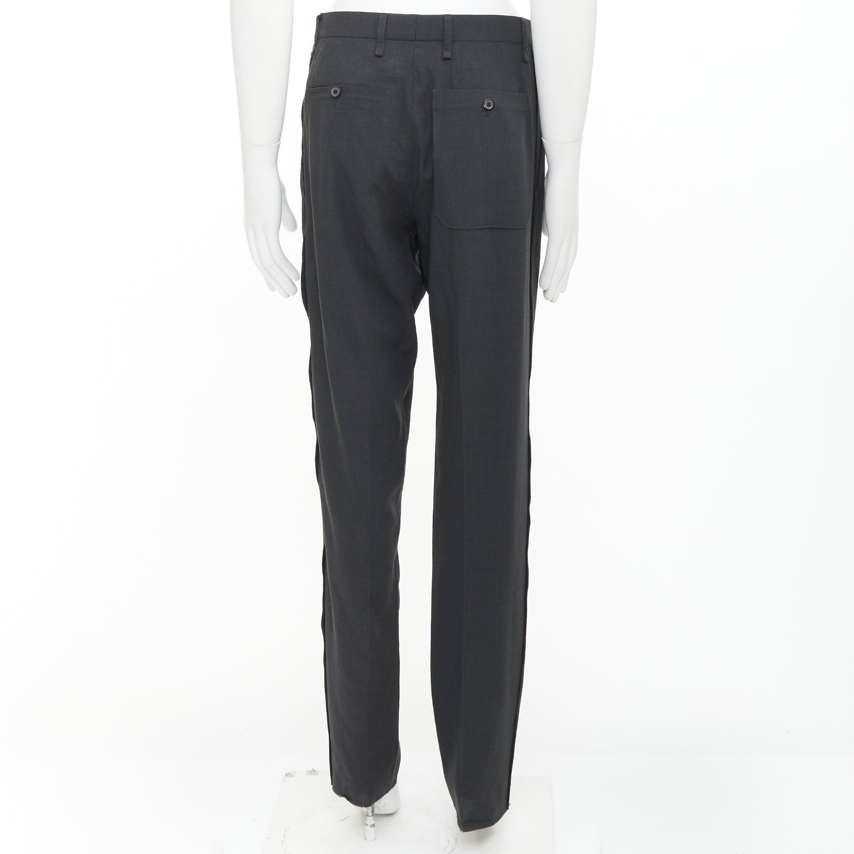 Lanvin LANVIN grey viscose virgin wool pleated front drop crotch trousers FR44 XS Size US 26 / EU 42 - 5 Thumbnail