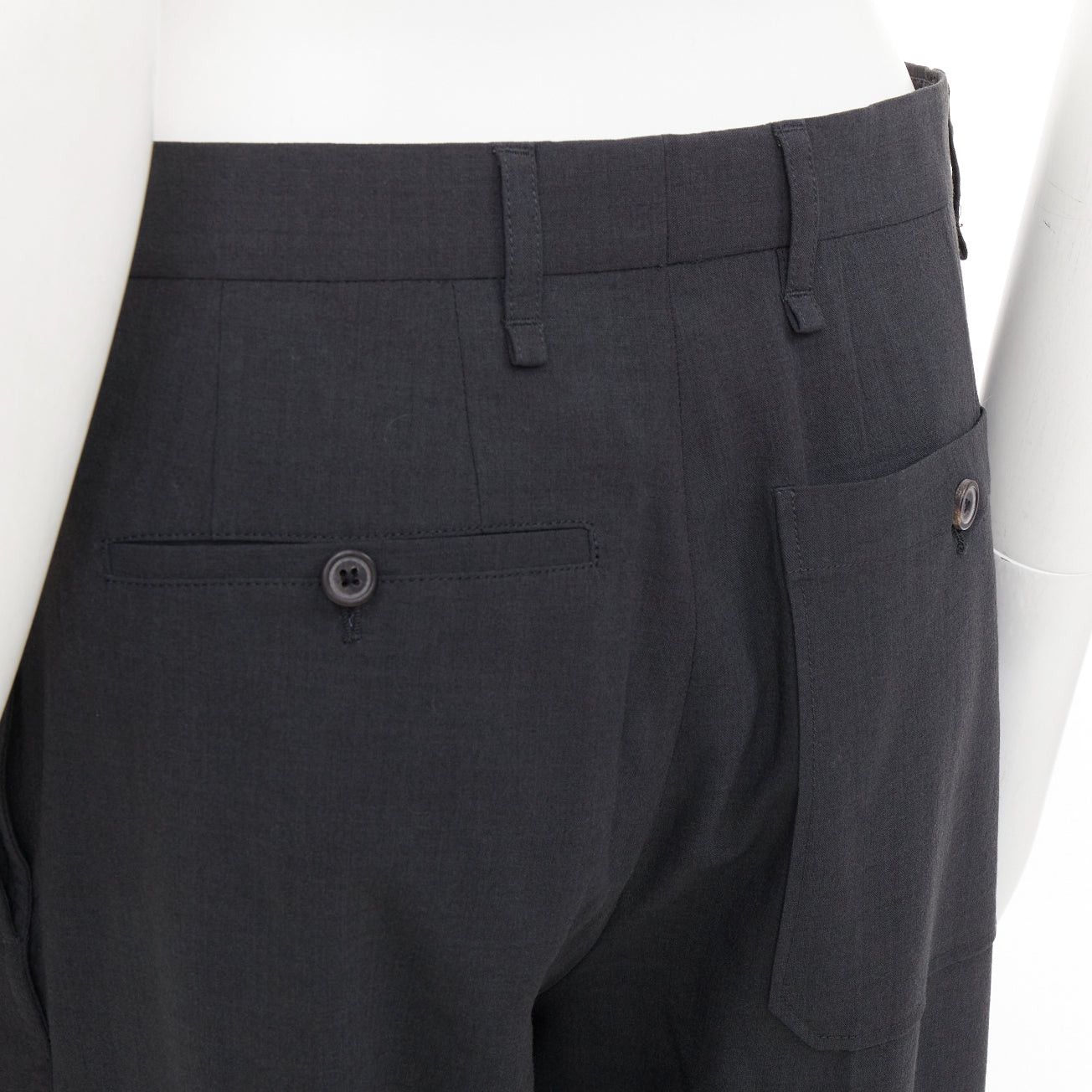 Lanvin LANVIN grey viscose virgin wool pleated front drop crotch trousers FR44 XS Size US 26 / EU 42 - 7 Thumbnail
