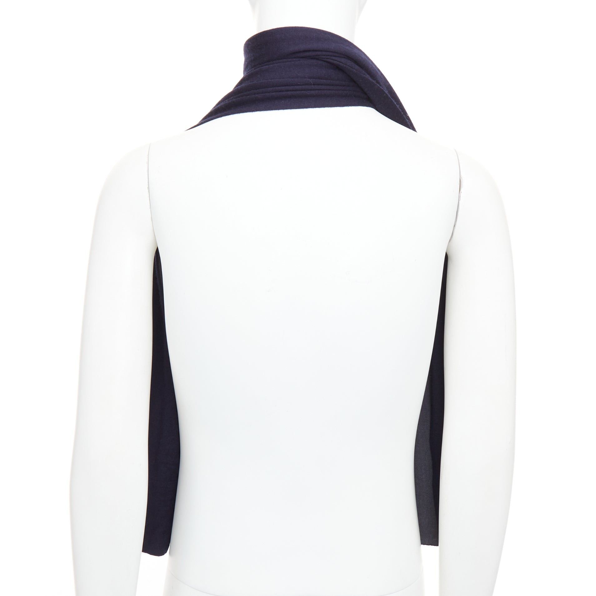 Hermes HERMES navy grey cashmere silk reversible H anagram long jersey scarf Size ONE SIZE - 5 Thumbnail