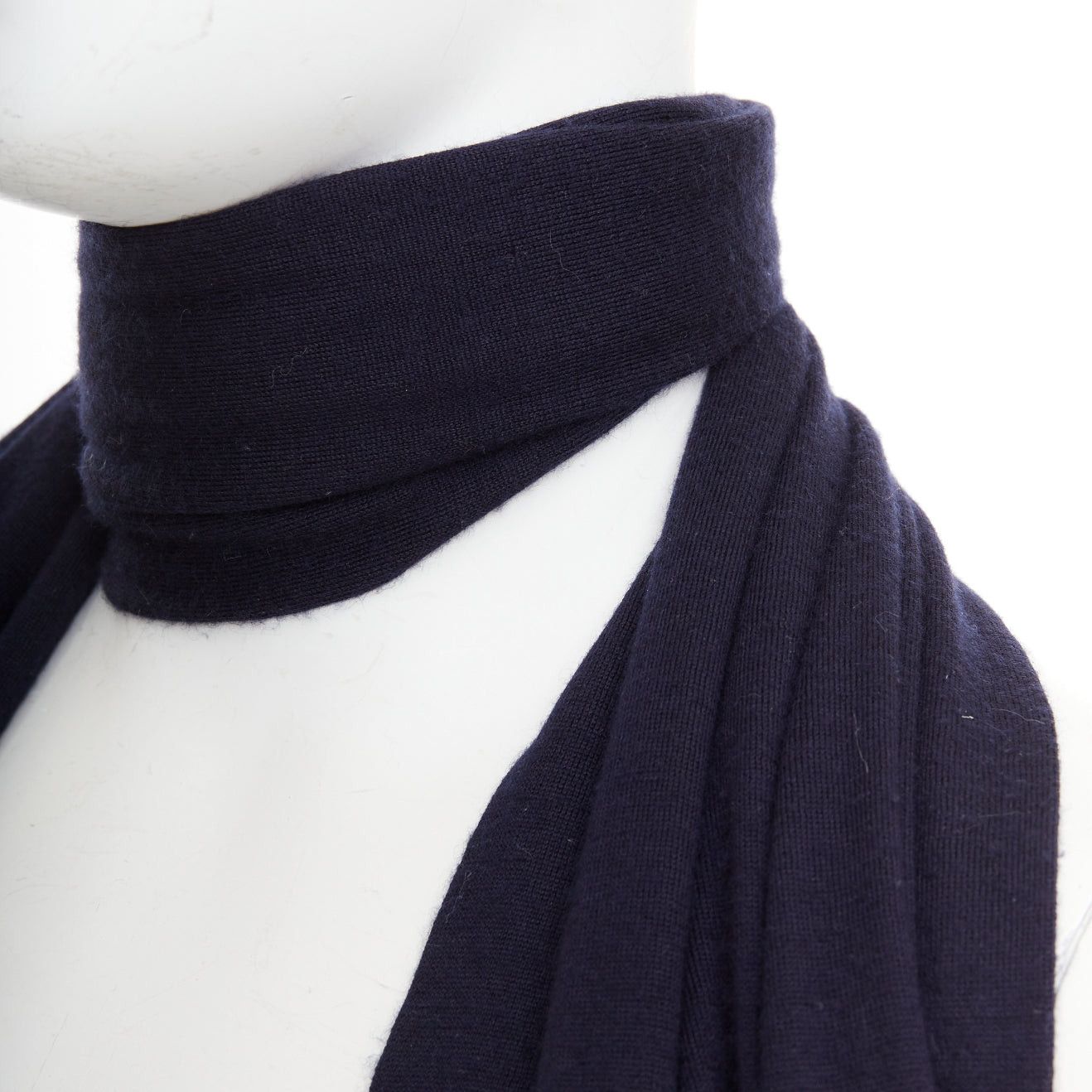 Hermes HERMES navy grey cashmere silk reversible H anagram long jersey scarf Size ONE SIZE - 7 Thumbnail