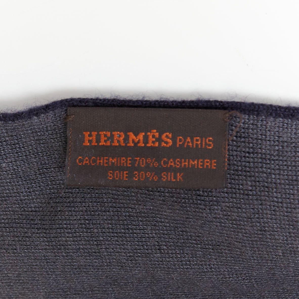 Hermes HERMES navy grey cashmere silk reversible H anagram long jersey scarf Size ONE SIZE - 8 Thumbnail