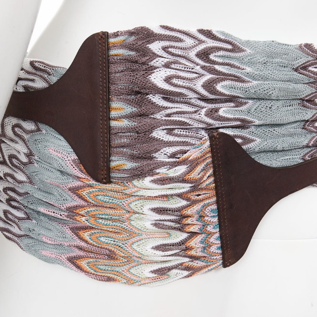 Missoni MISSONI multicolor wavey pattern fabric knitted brown leather wrap belt IT40 S Size ONE SIZE - 7 Thumbnail