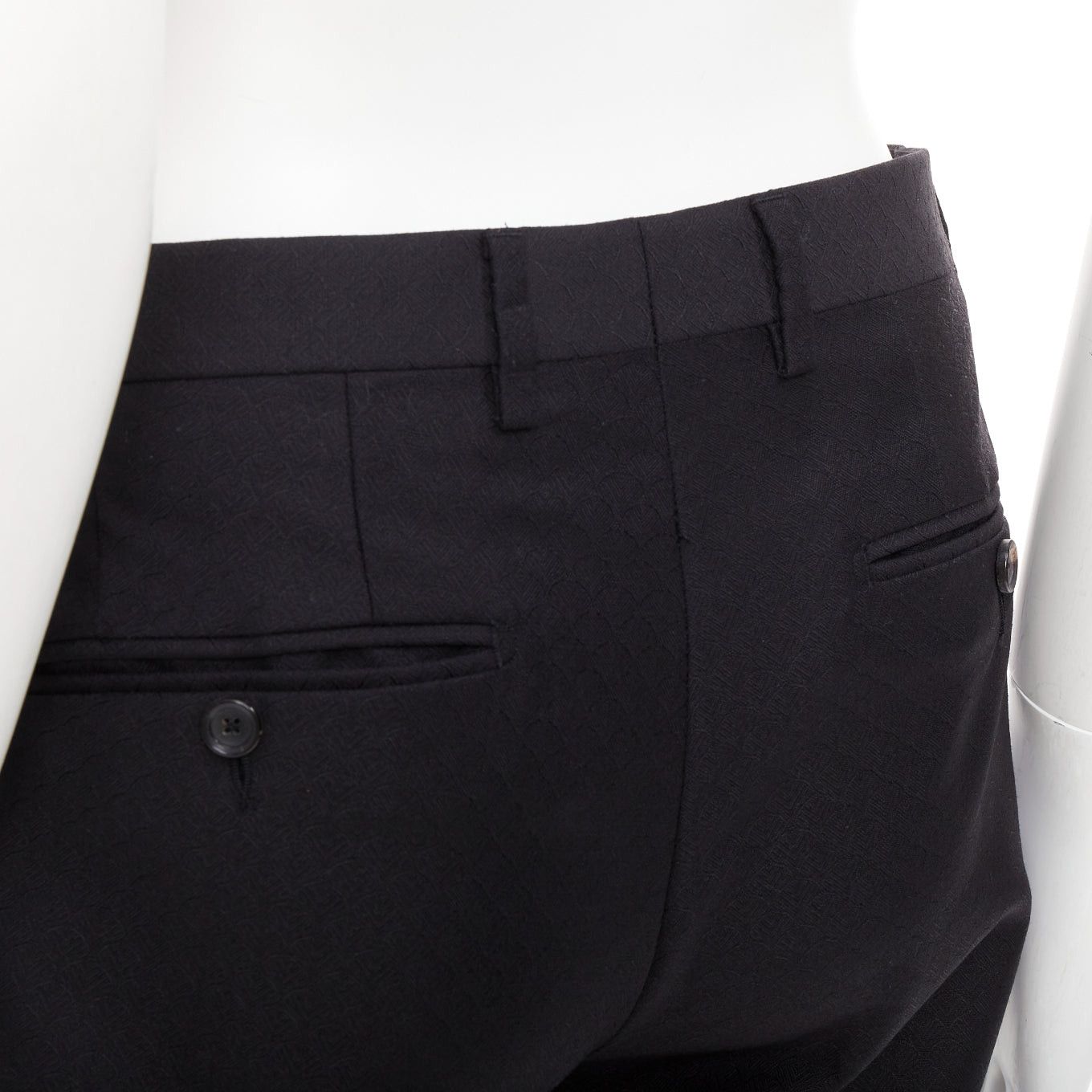 Dolce & Gabbana DOLCE GABBANA black wool mohair scaled pattern jacquard cropped trousers IT44 XS Size US 26 / EU 42 - 7 Thumbnail