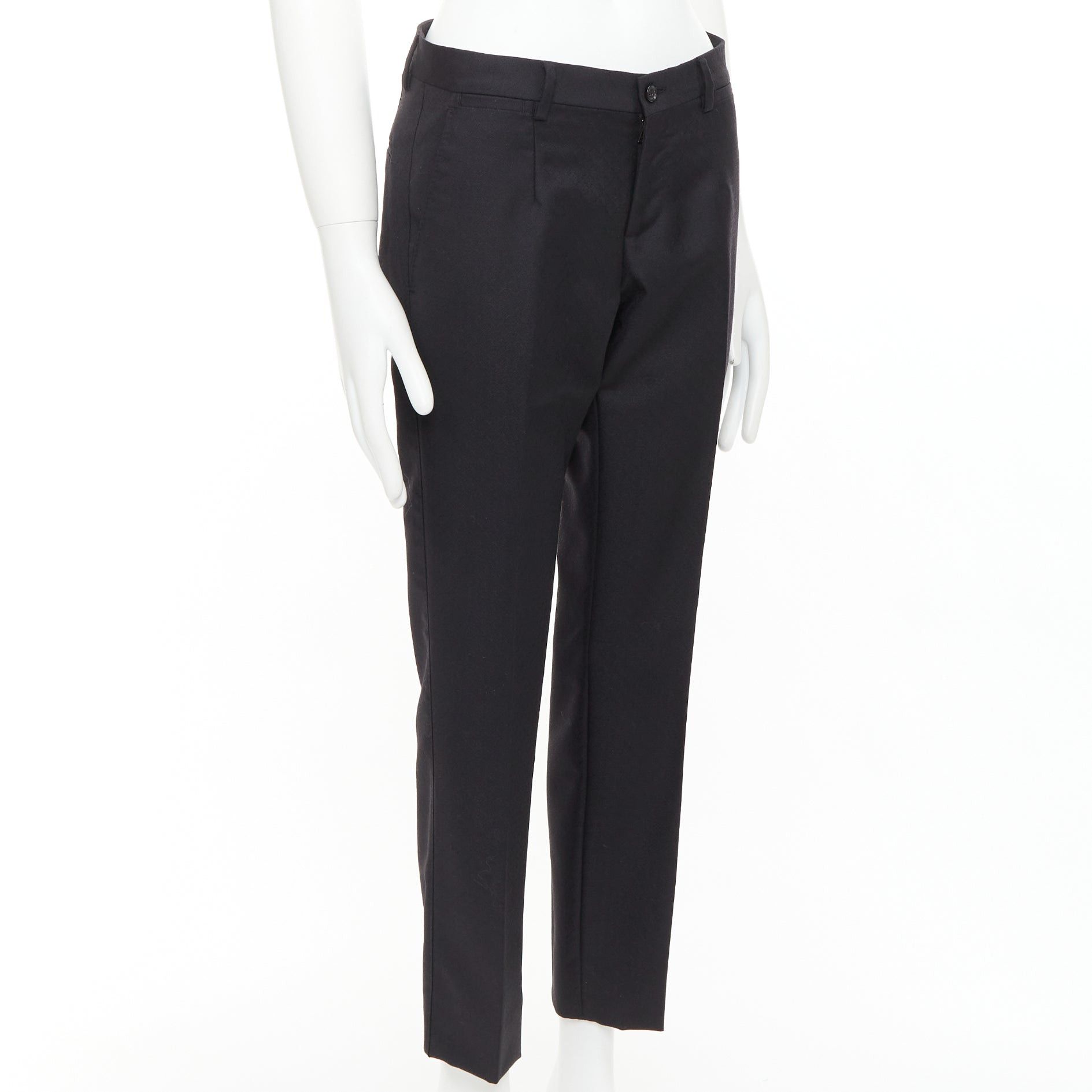 Dolce & Gabbana DOLCE GABBANA black wool mohair scaled pattern jacquard cropped trousers IT44 XS Size US 26 / EU 42 - 3 Thumbnail