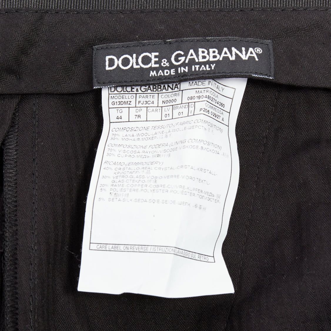 Dolce & Gabbana DOLCE GABBANA black wool mohair scaled pattern jacquard cropped trousers IT44 XS Size US 26 / EU 42 - 8 Thumbnail