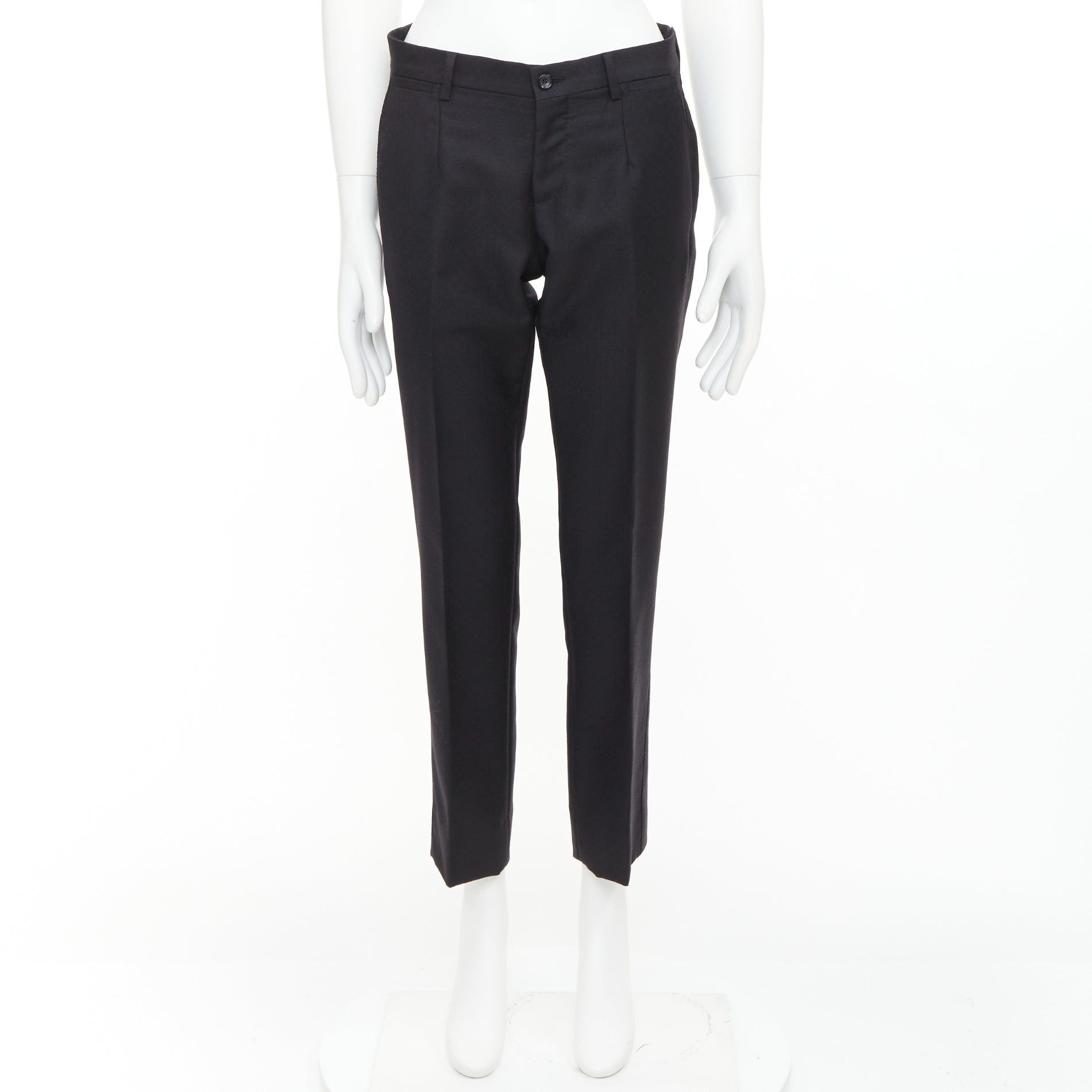 Dolce & Gabbana DOLCE GABBANA black wool mohair scaled pattern jacquard cropped trousers IT44 XS Size US 26 / EU 42 - 9 Thumbnail