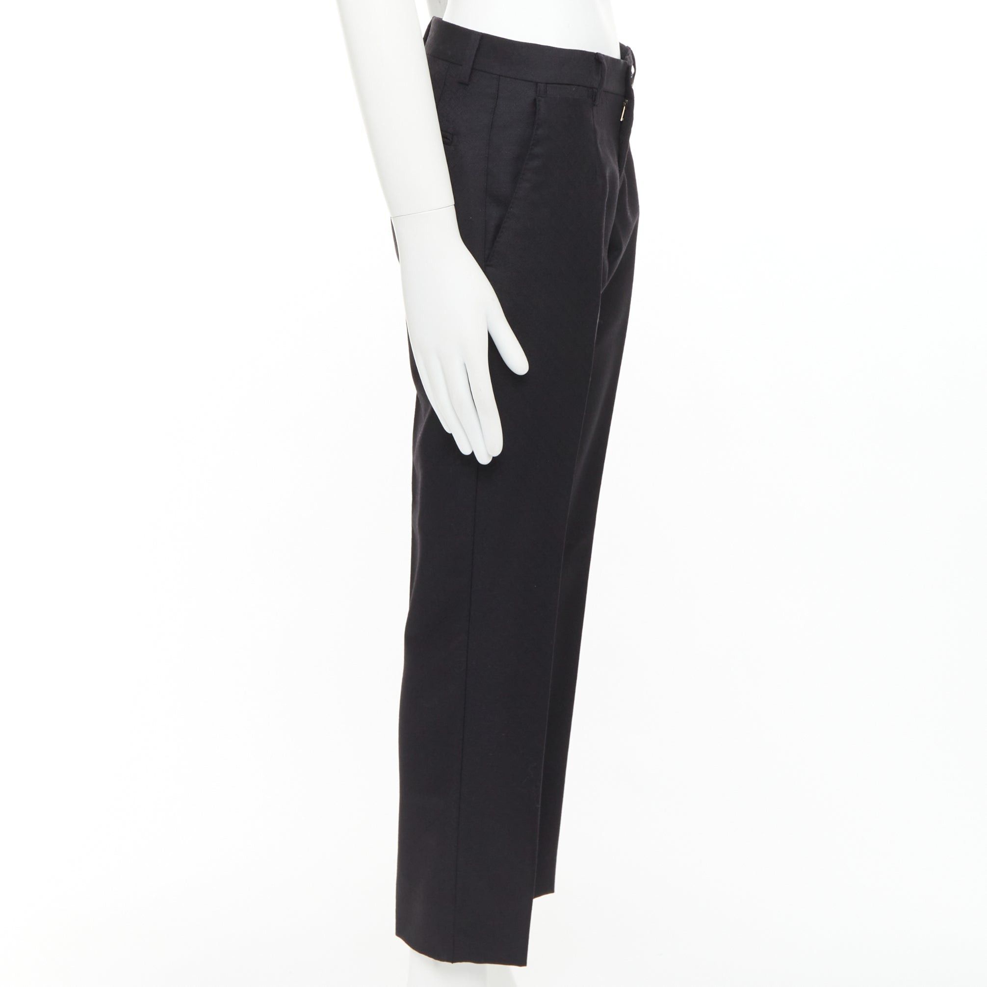 Dolce & Gabbana DOLCE GABBANA black wool mohair scaled pattern jacquard cropped trousers IT44 XS Size US 26 / EU 42 - 4 Thumbnail