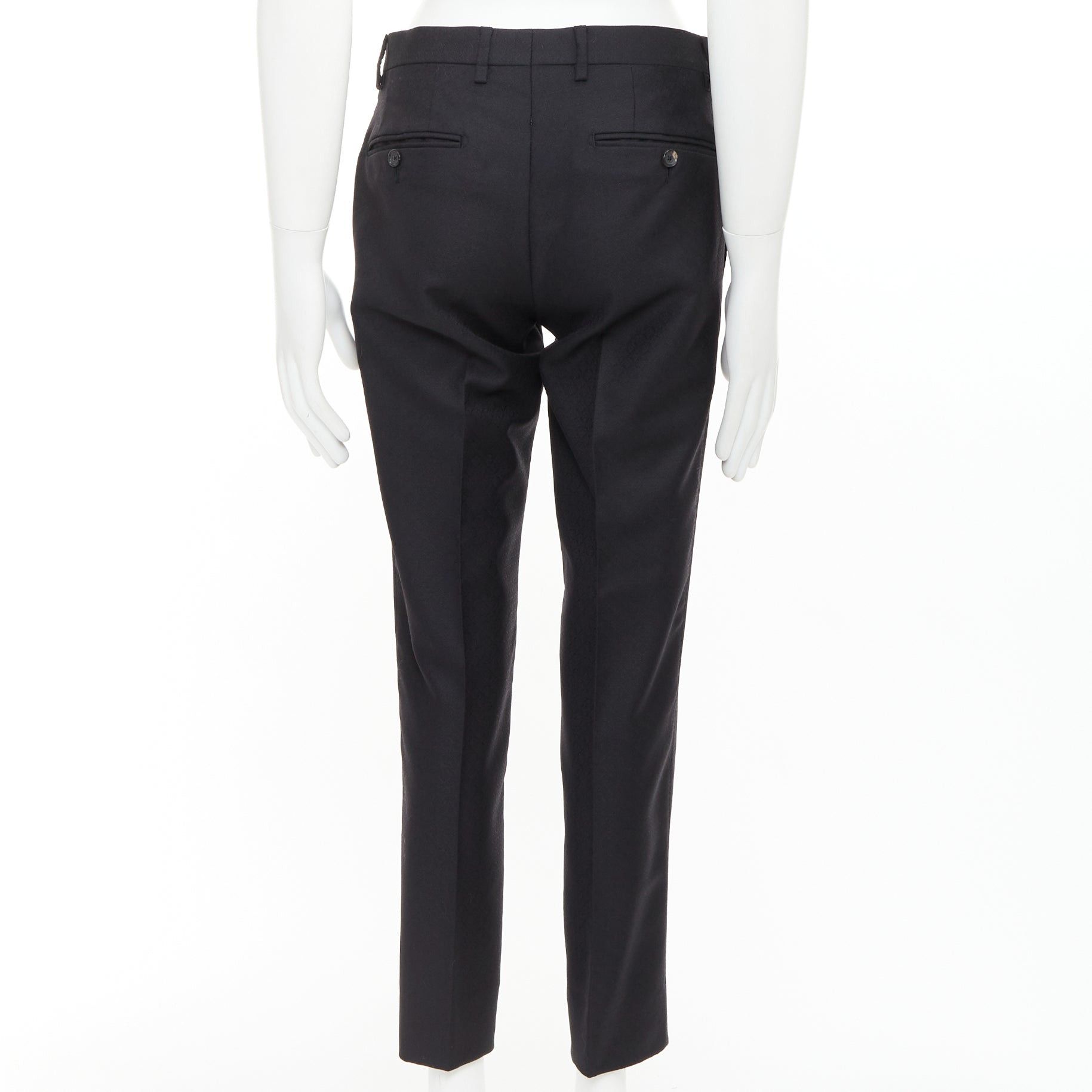 Dolce & Gabbana DOLCE GABBANA black wool mohair scaled pattern jacquard cropped trousers IT44 XS Size US 26 / EU 42 - 5 Thumbnail