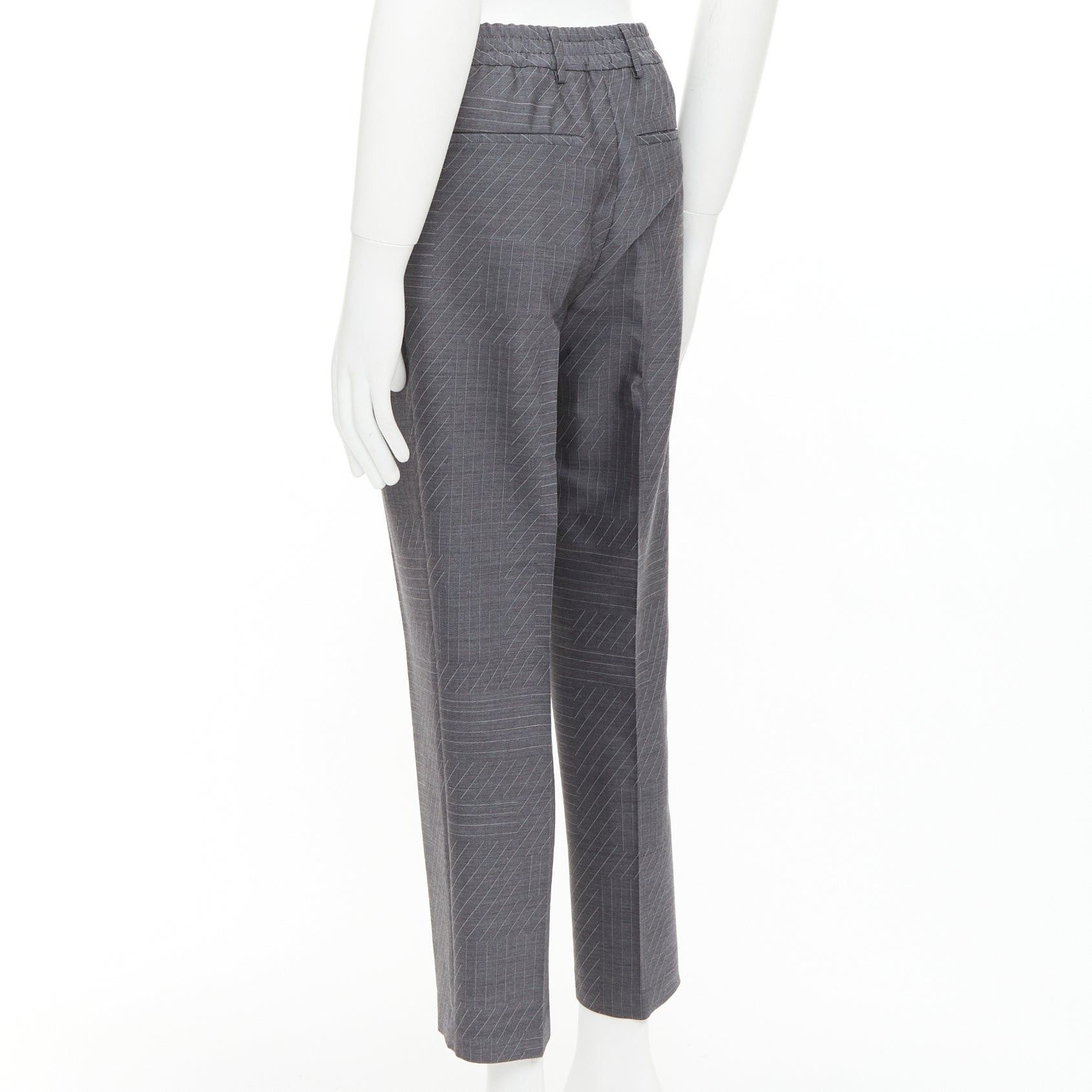 Fendi FENDI 100% woo greyl contrast stripe print pleated front cropped dress pants IT44 XS Size US 26 / EU 42 - 6 Thumbnail
