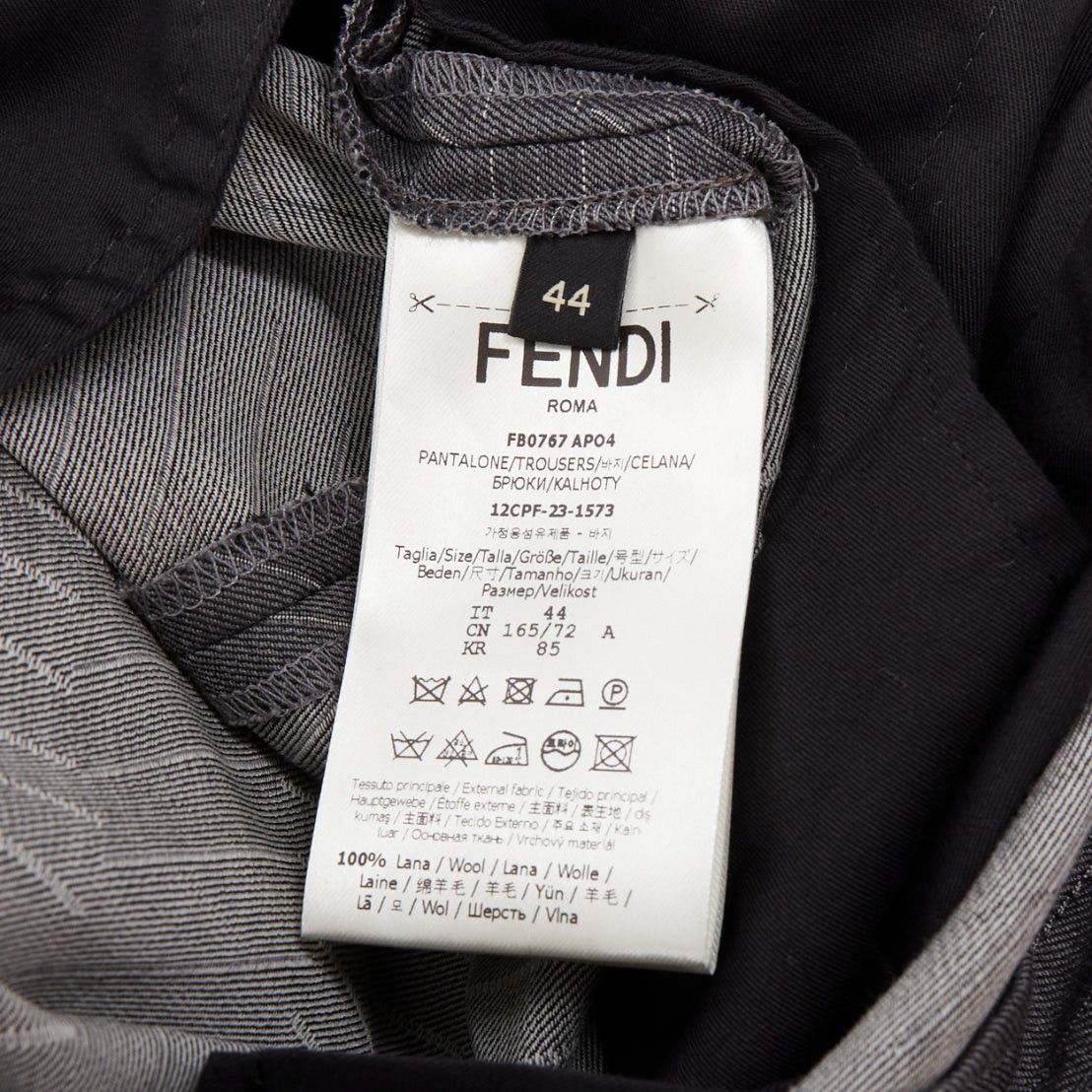 Fendi FENDI 100% woo greyl contrast stripe print pleated front cropped dress pants IT44 XS Size US 26 / EU 42 - 8 Thumbnail
