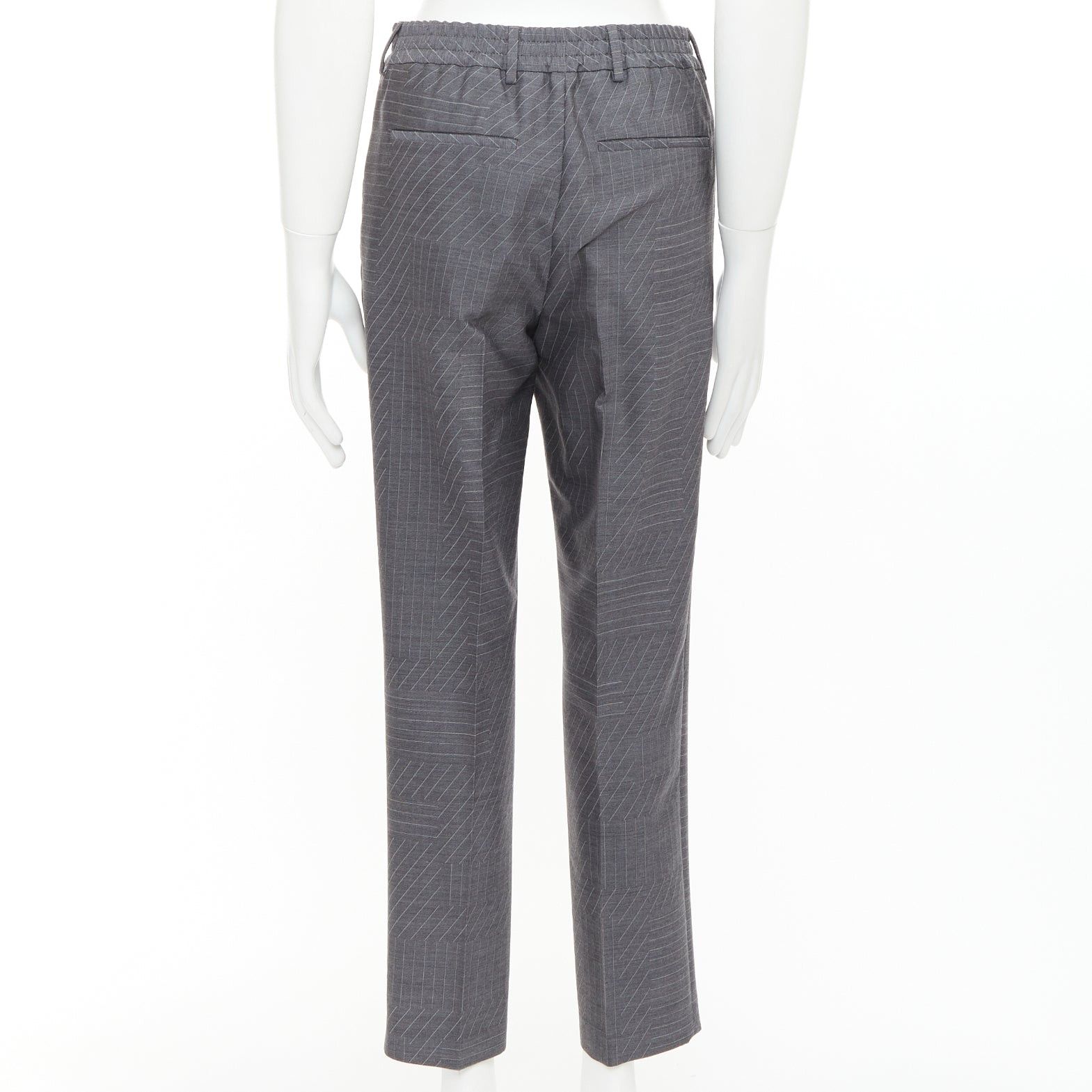 Fendi FENDI 100% woo greyl contrast stripe print pleated front cropped dress pants IT44 XS Size US 26 / EU 42 - 5 Thumbnail