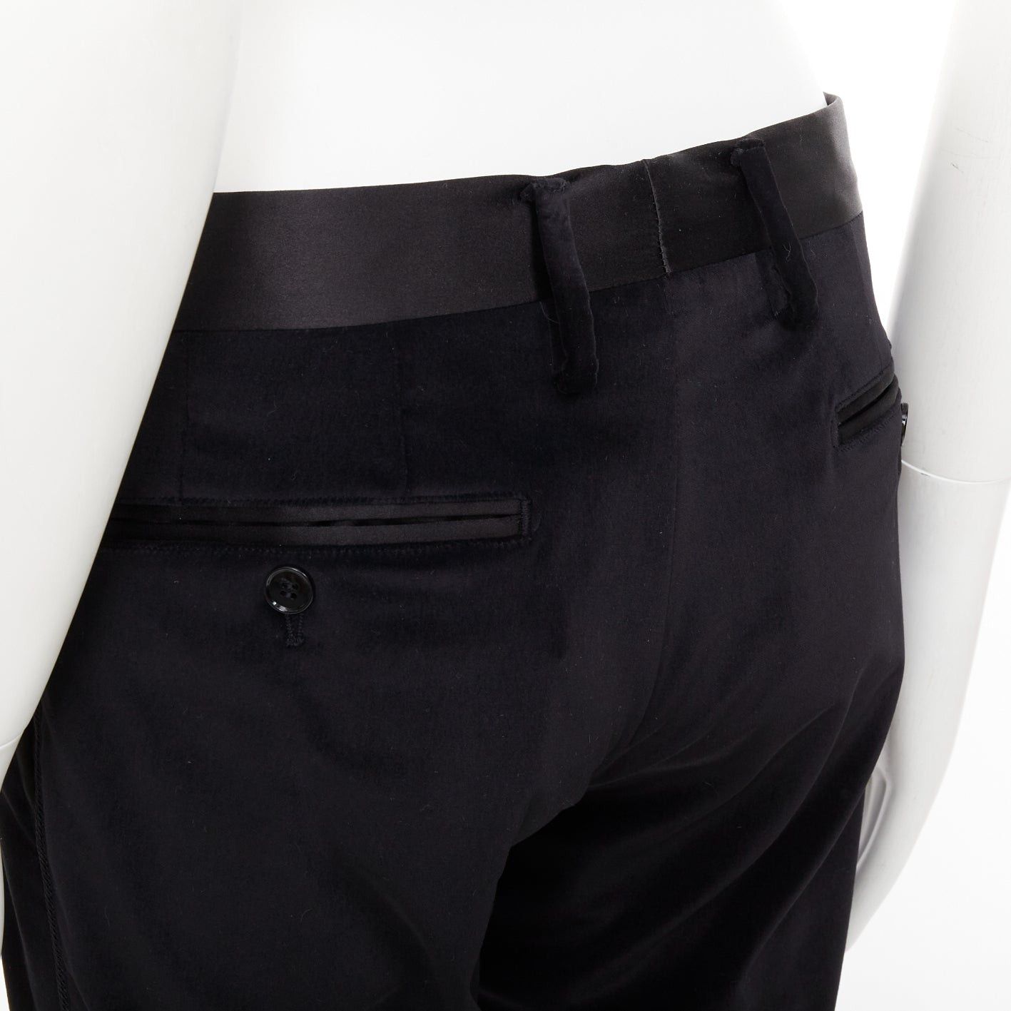 Dolce & Gabbana DOLCE GABBANA black cotton blend velvet satin trim tuxedo pants IT44 XS Size US 26 / EU 42 - 7 Thumbnail