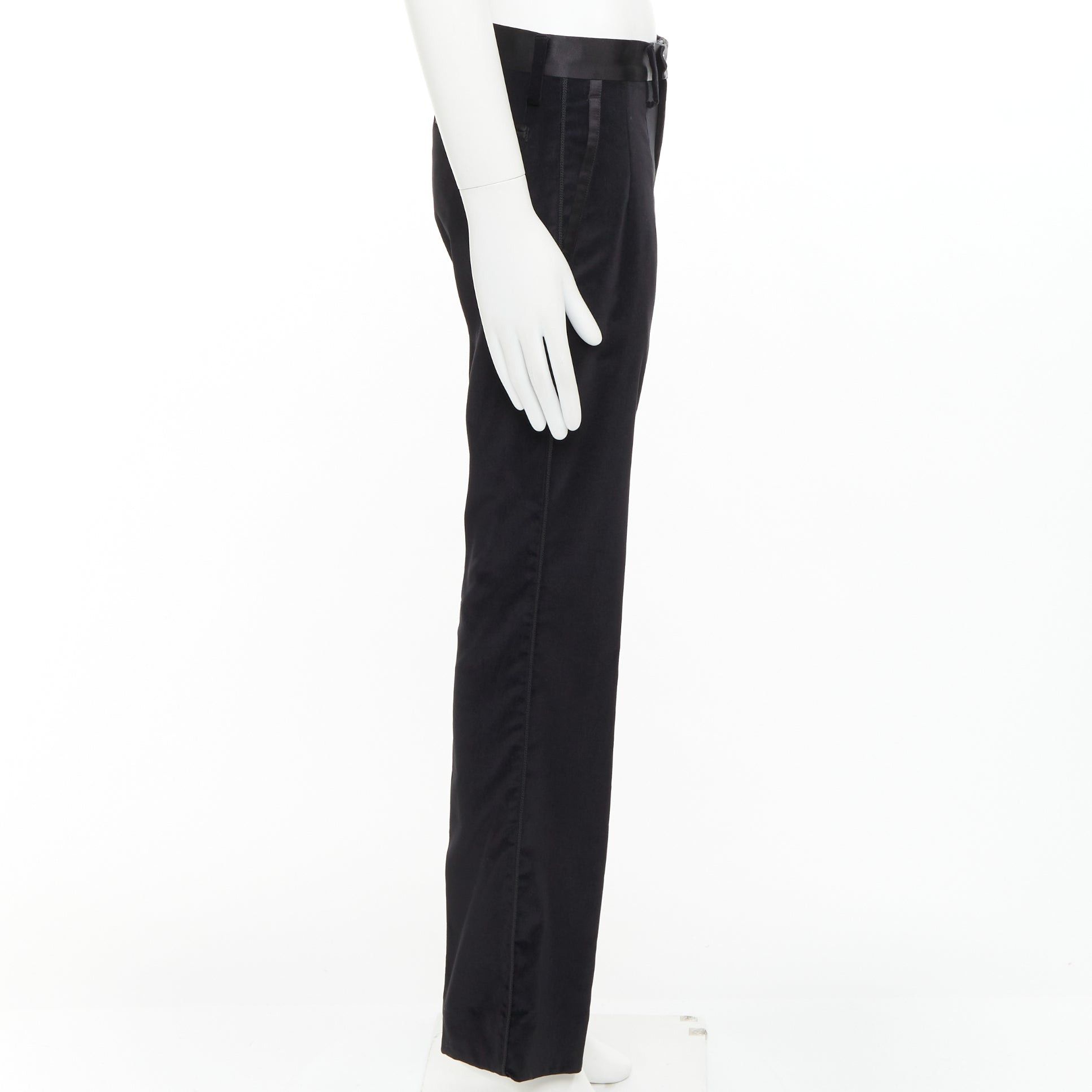 Dolce & Gabbana DOLCE GABBANA black cotton blend velvet satin trim tuxedo pants IT44 XS Size US 26 / EU 42 - 4 Thumbnail